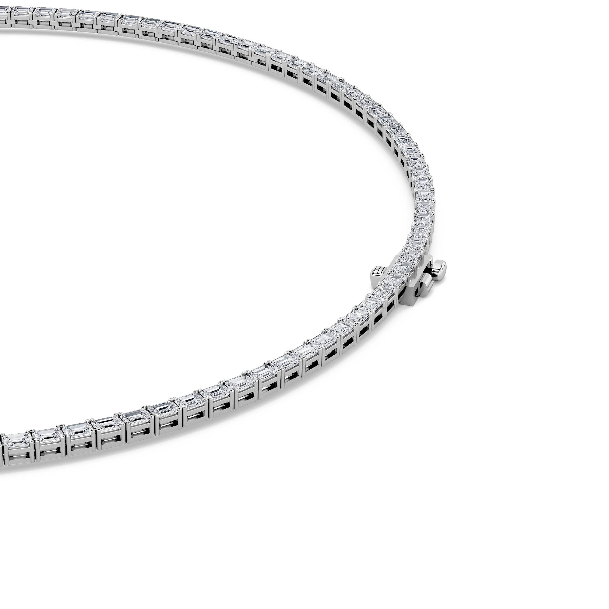 Emerald (F/VS) Lab Grown Diamond Prong 14K White Gold Classic Eternity Tennis Necklace