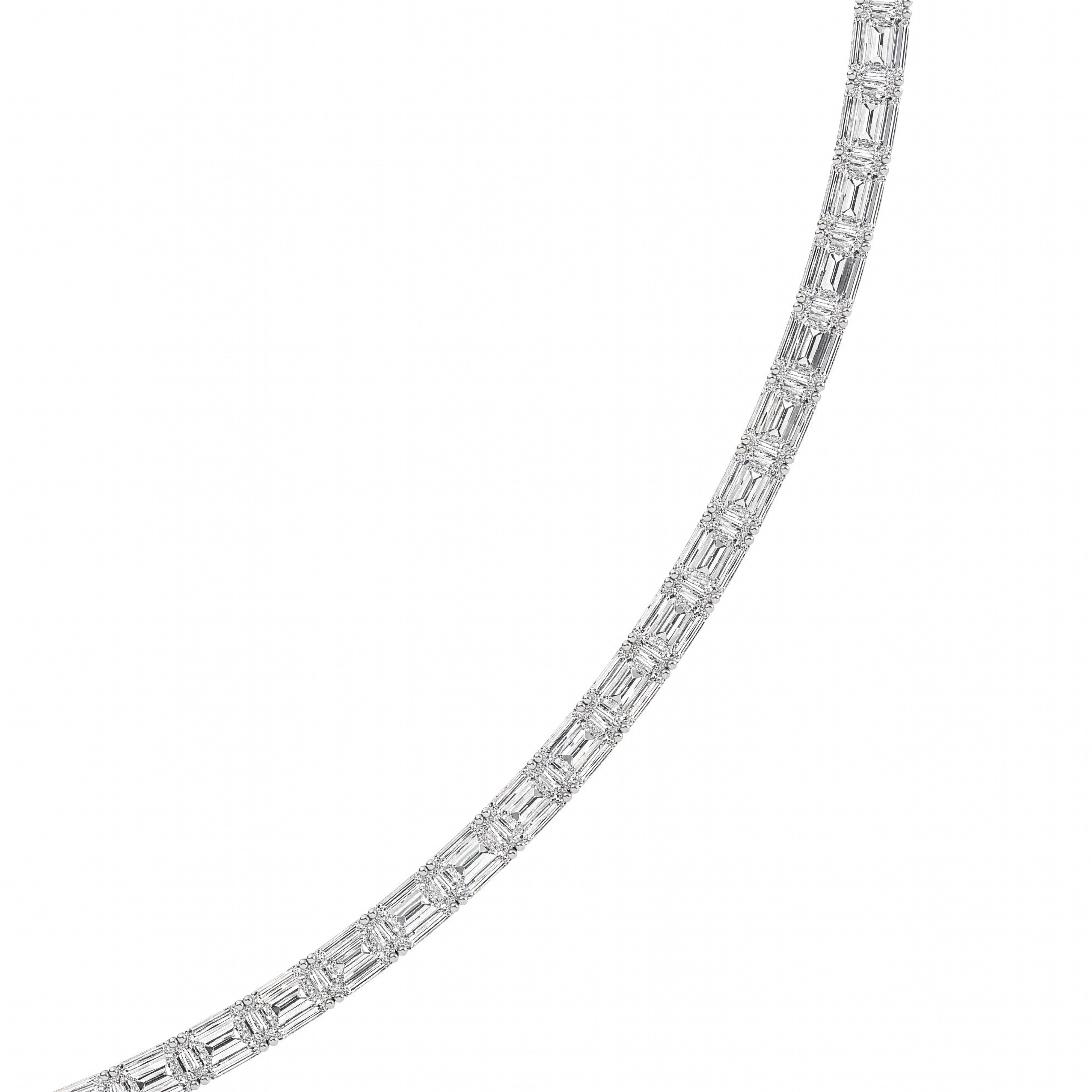 Emerald (F/VS) Lab Grown Diamond Prong 14K White Gold Classic Eternity Tennis Necklace