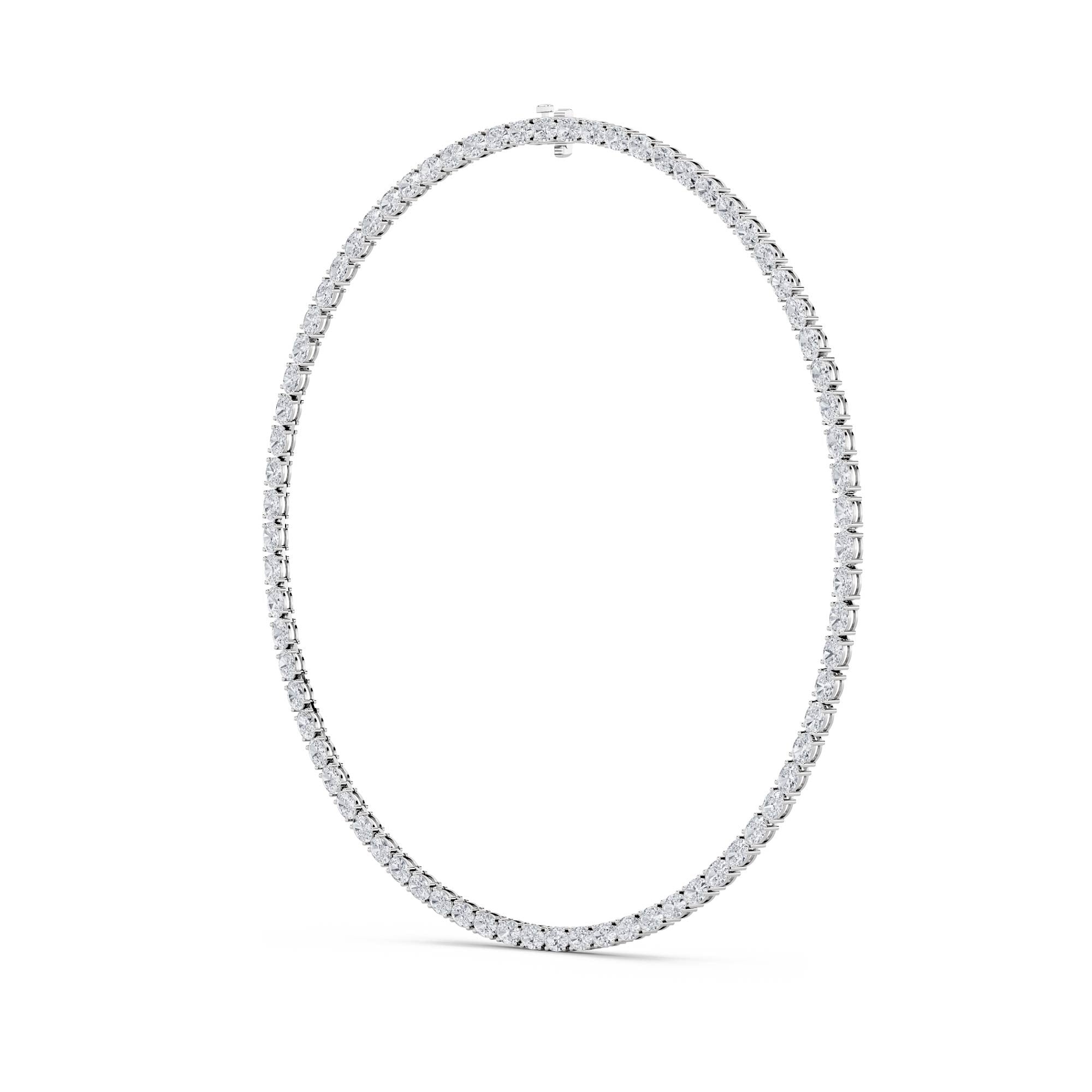 Oval (F/VS) Lab Grown Diamond Prong 14K White Gold Classic Eternity Tennis Necklace