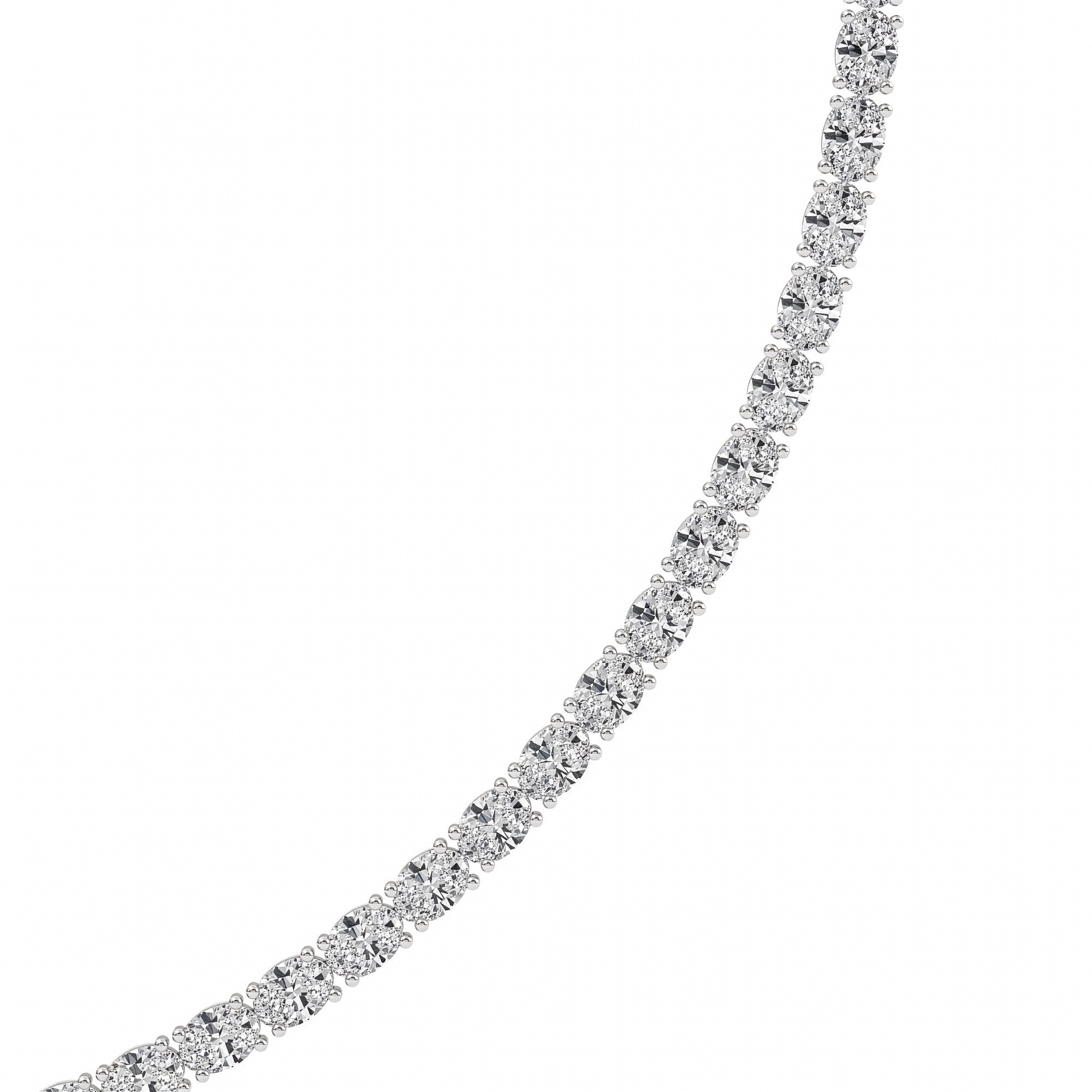Oval (F/VS) Lab Grown Diamond Prong 14K White Gold Classic Eternity Tennis Necklace