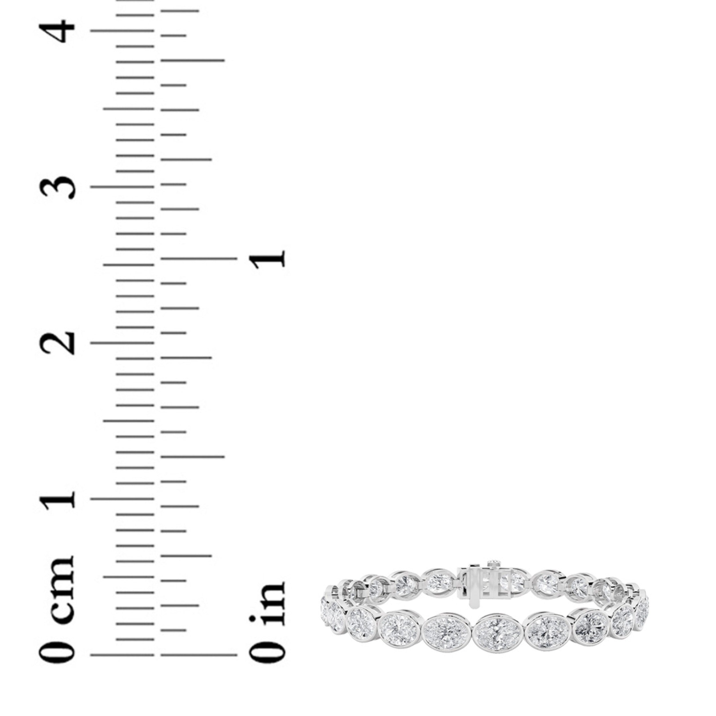Oval Shaped Lab Grown Diamond (F/VS) East West Bezel Set Bracelet in 14K Gold