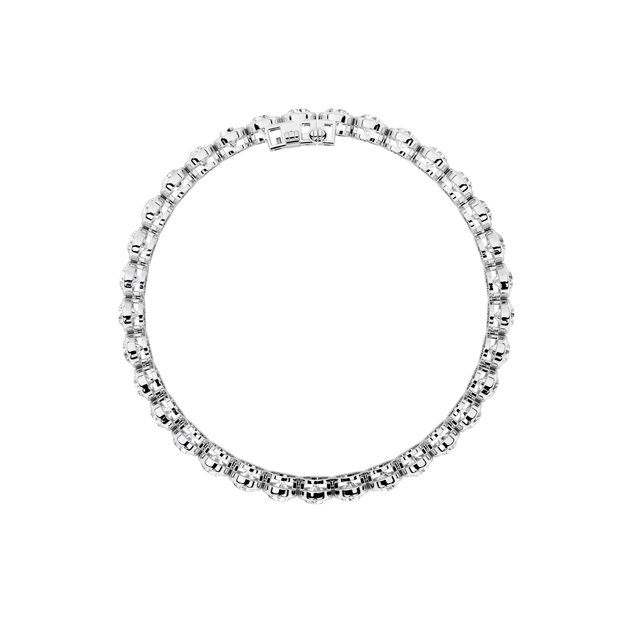 Round Shaped Lab Grown Diamond (F/VS) East West Bezel Set Bracelet in 14K Gold