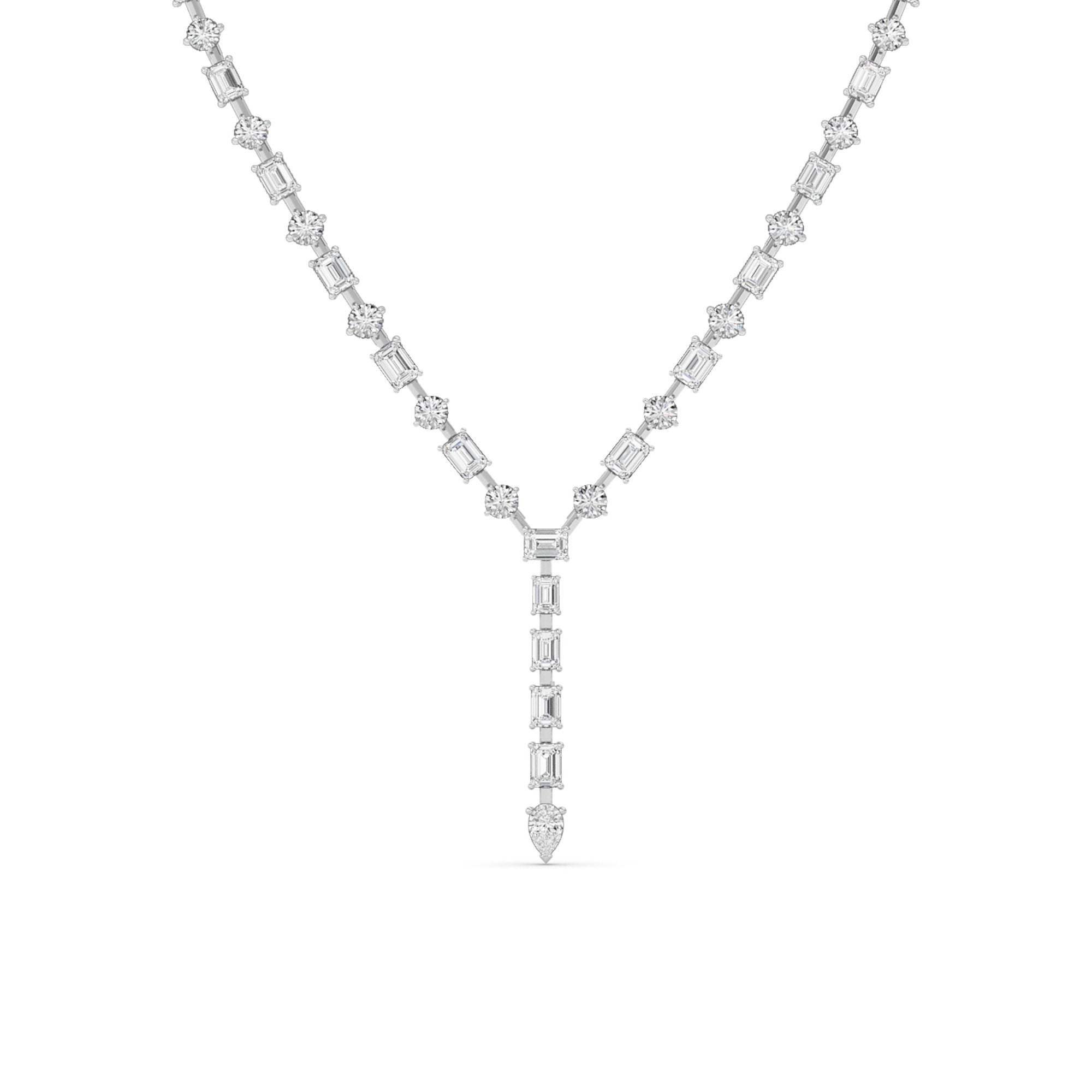 20.0 Ct Multi-Shape (F/VS) Lab Grown Diamond Prong 14K White Gold Classic Eternity Tennis Necklace