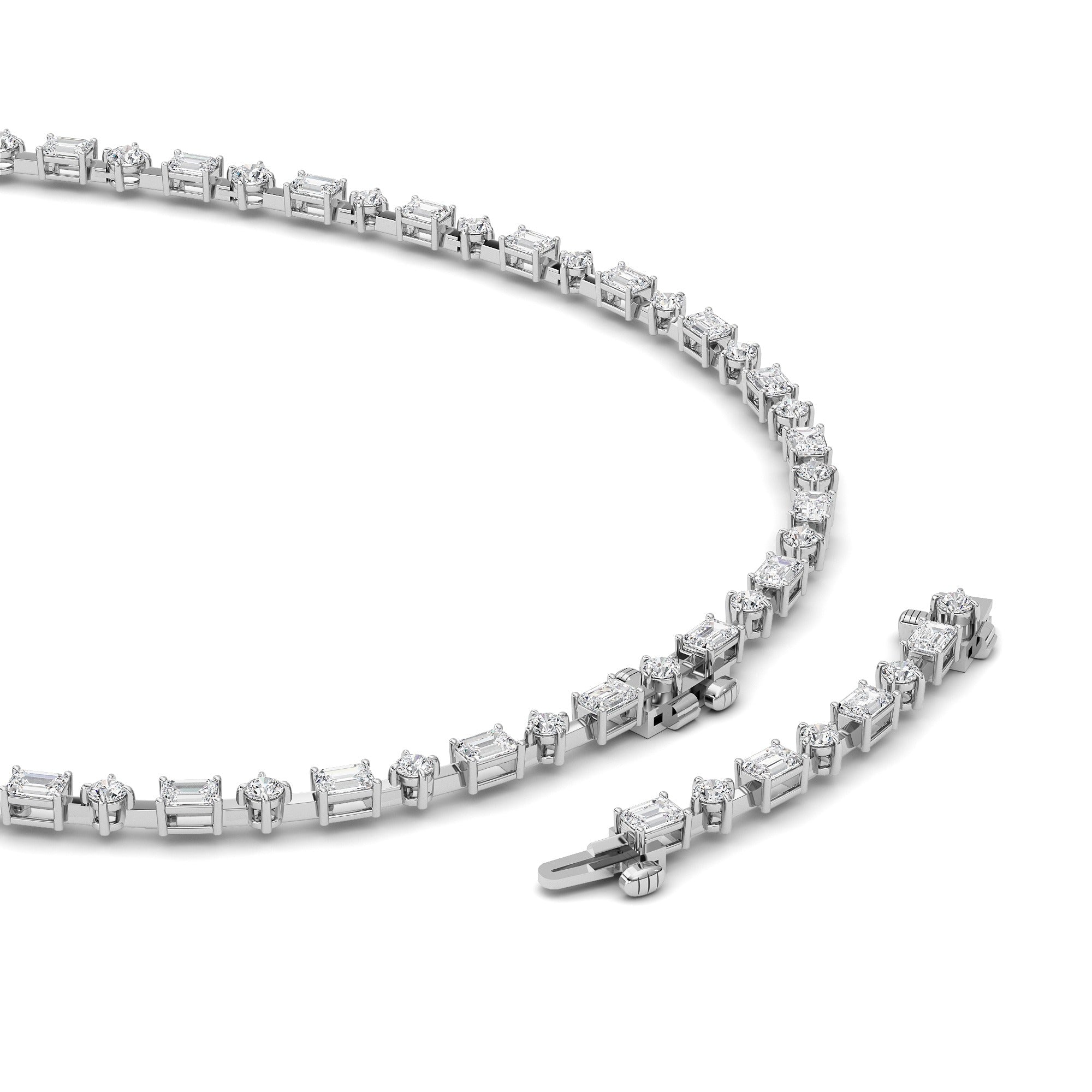 20.0 Ct Multi-Shape (F/VS) Lab Grown Diamond Prong 14K White Gold Classic Eternity Tennis Necklace