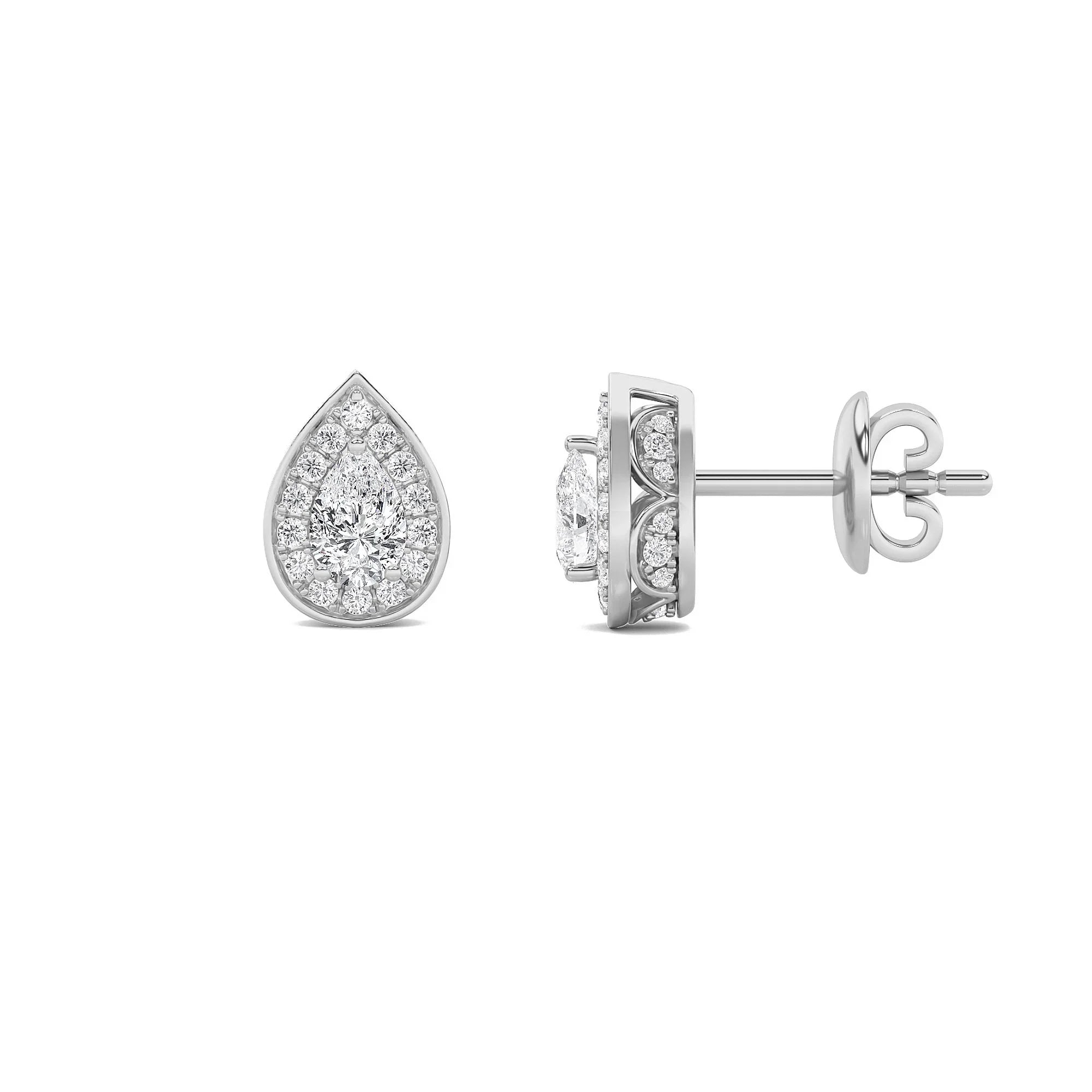 Lab Grown Diamond Halo Stud Earrings - Fine Diamond