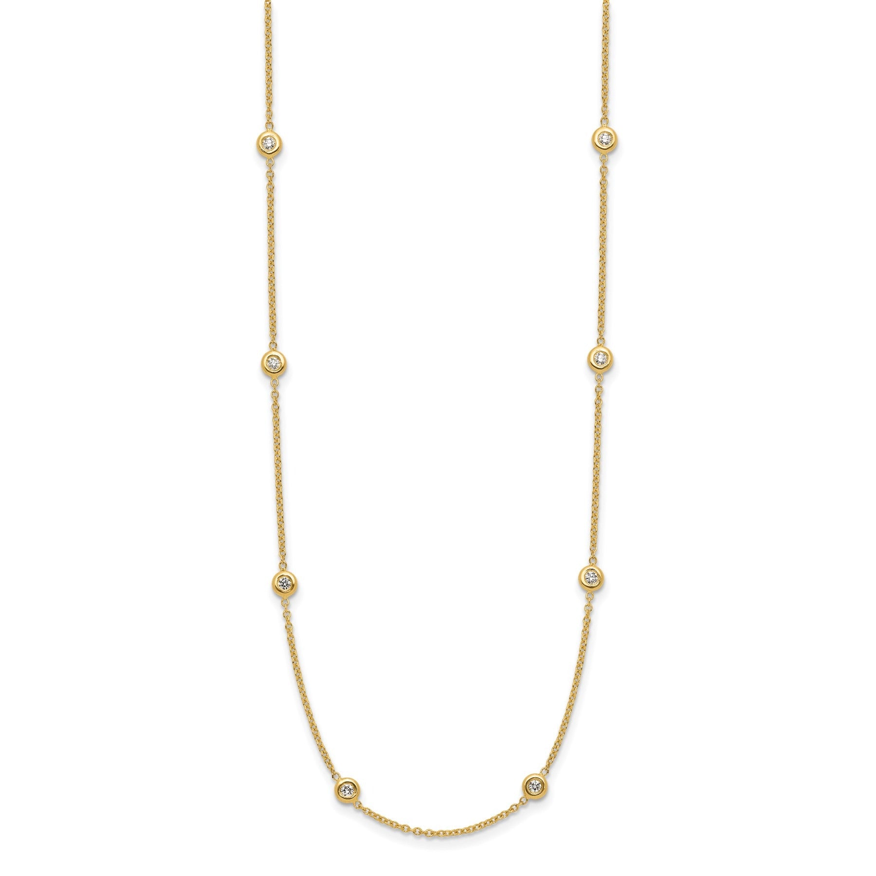14K Gold Lab Grown Diamond 16 Inch Ten Station Necklace 1/4 ctw.