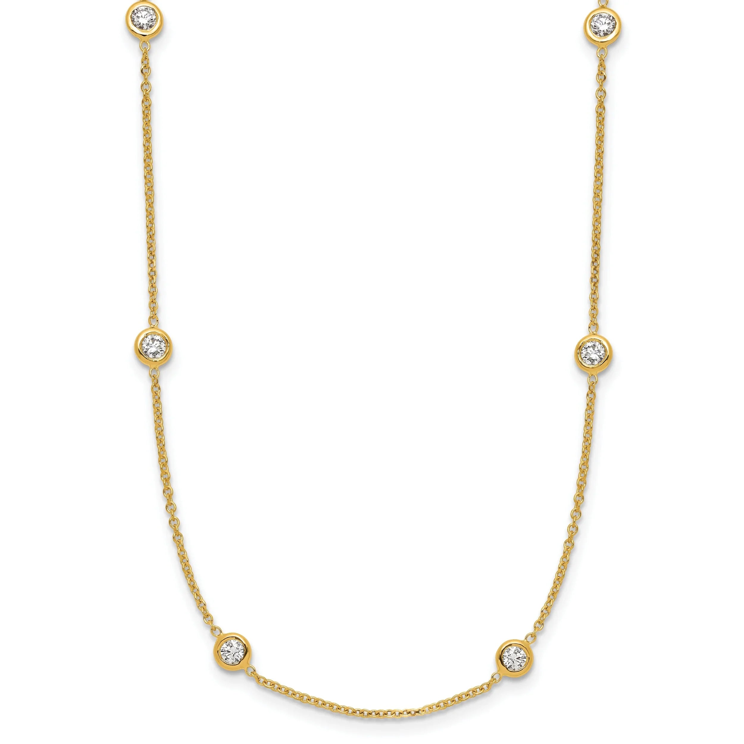 14K Lab Grown Diamond Twelve Station Necklace - Fine Diamond