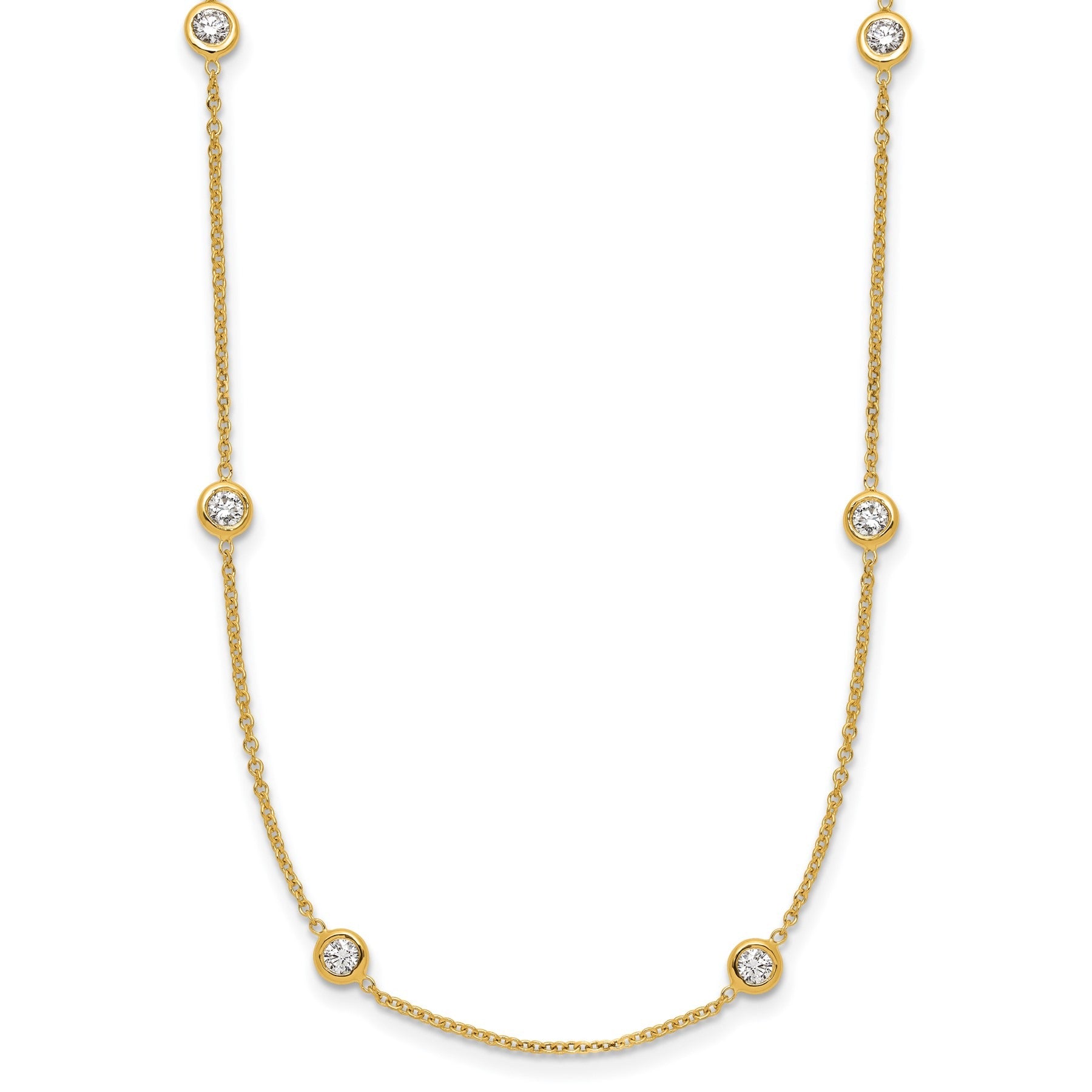 14K Lab Grown Diamond Twelve Station Necklace 1 ctw