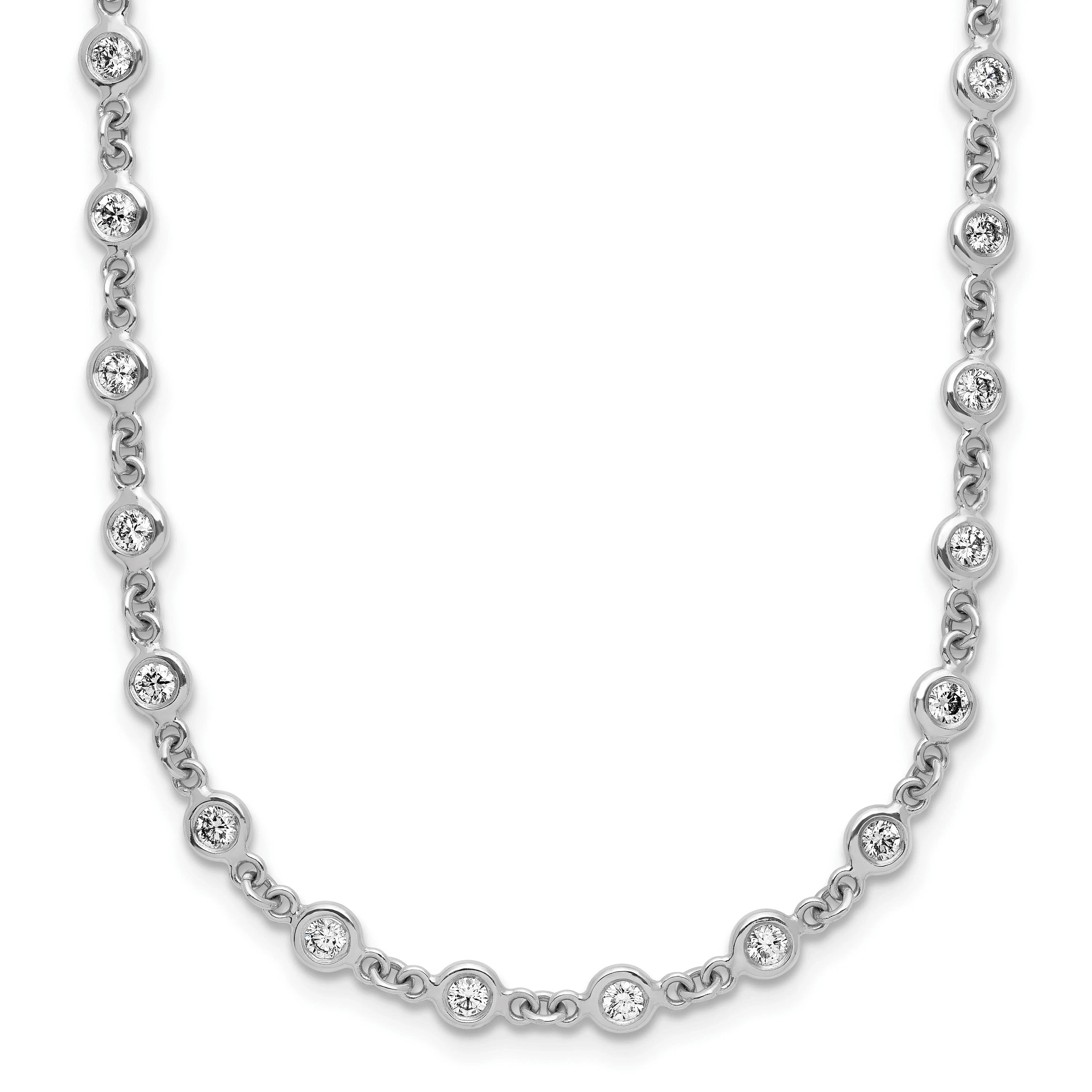 18K White Gold Lab Grown Diamond Stations Necklace - Fine Diamond