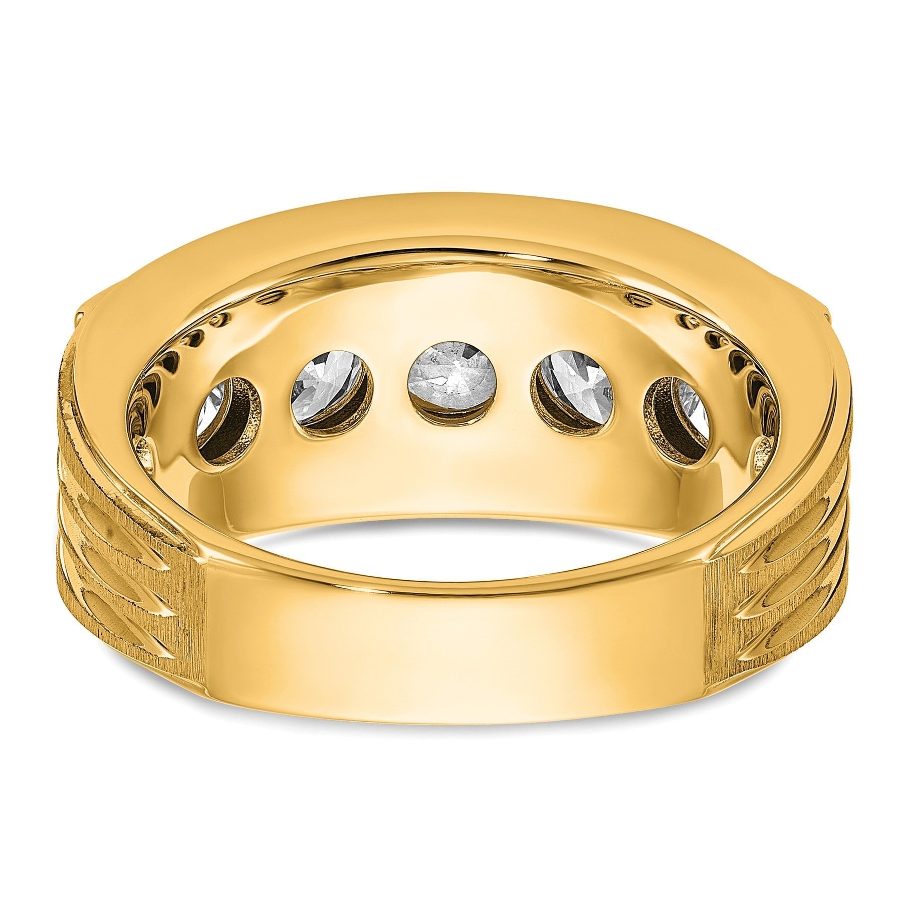 14k Yellow Gold 3 1/2 carat Lab Grown Diamond Five Stone Ring
