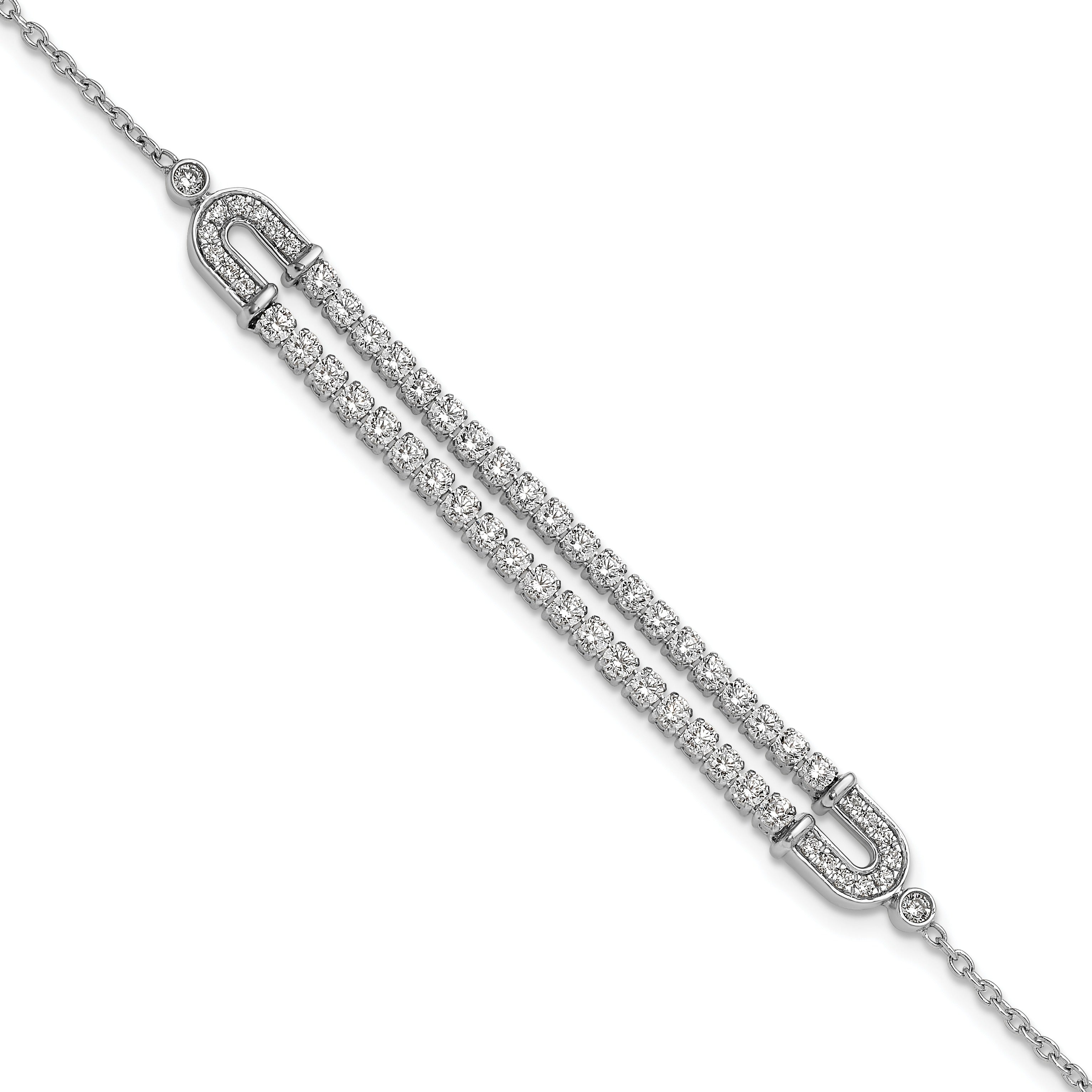 14k White Gold 2 carat Lab Grown Diamond Extension Bracelet