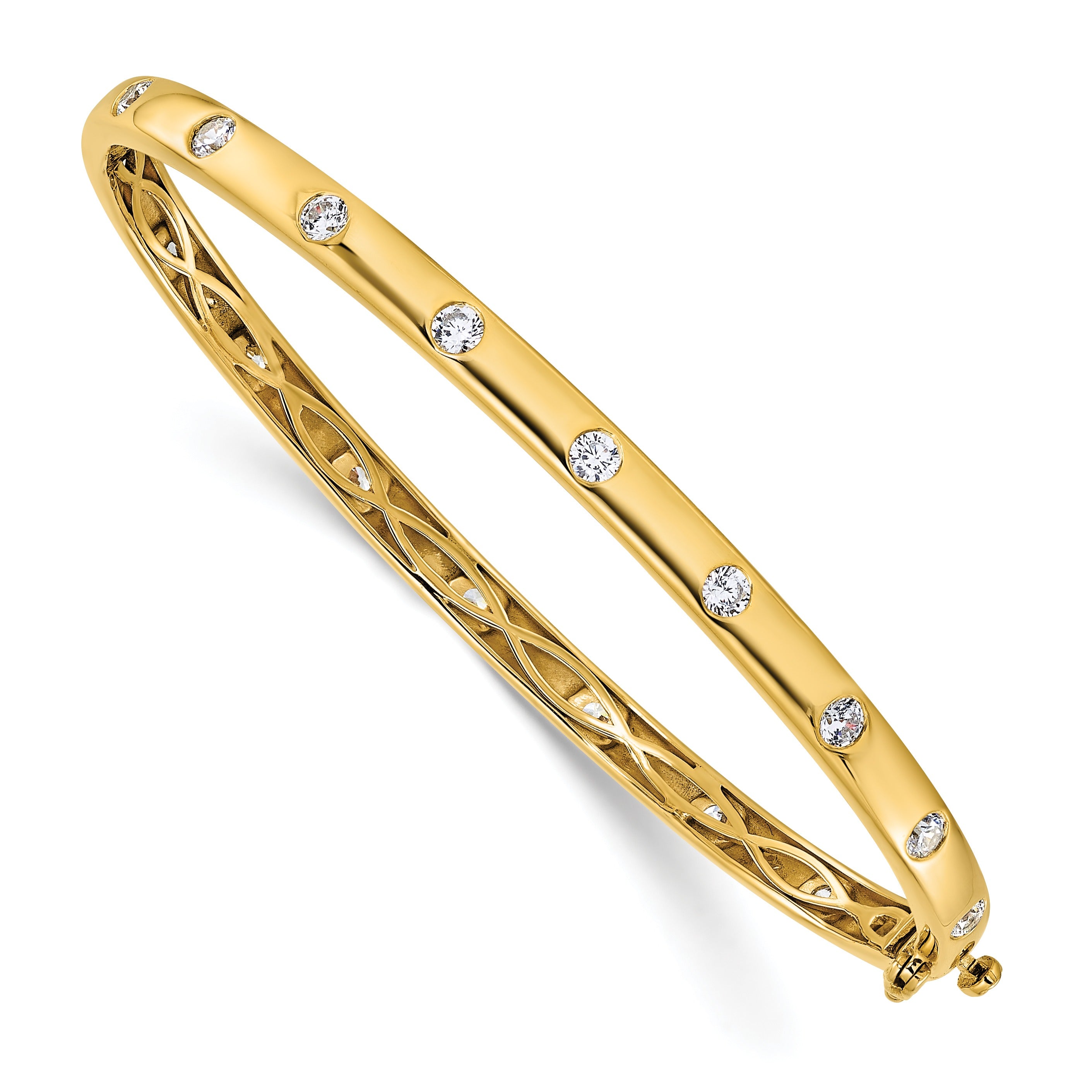 14k Yellow Gold 3/4 Carat Lab Grown Diamond Bangle Bracelet