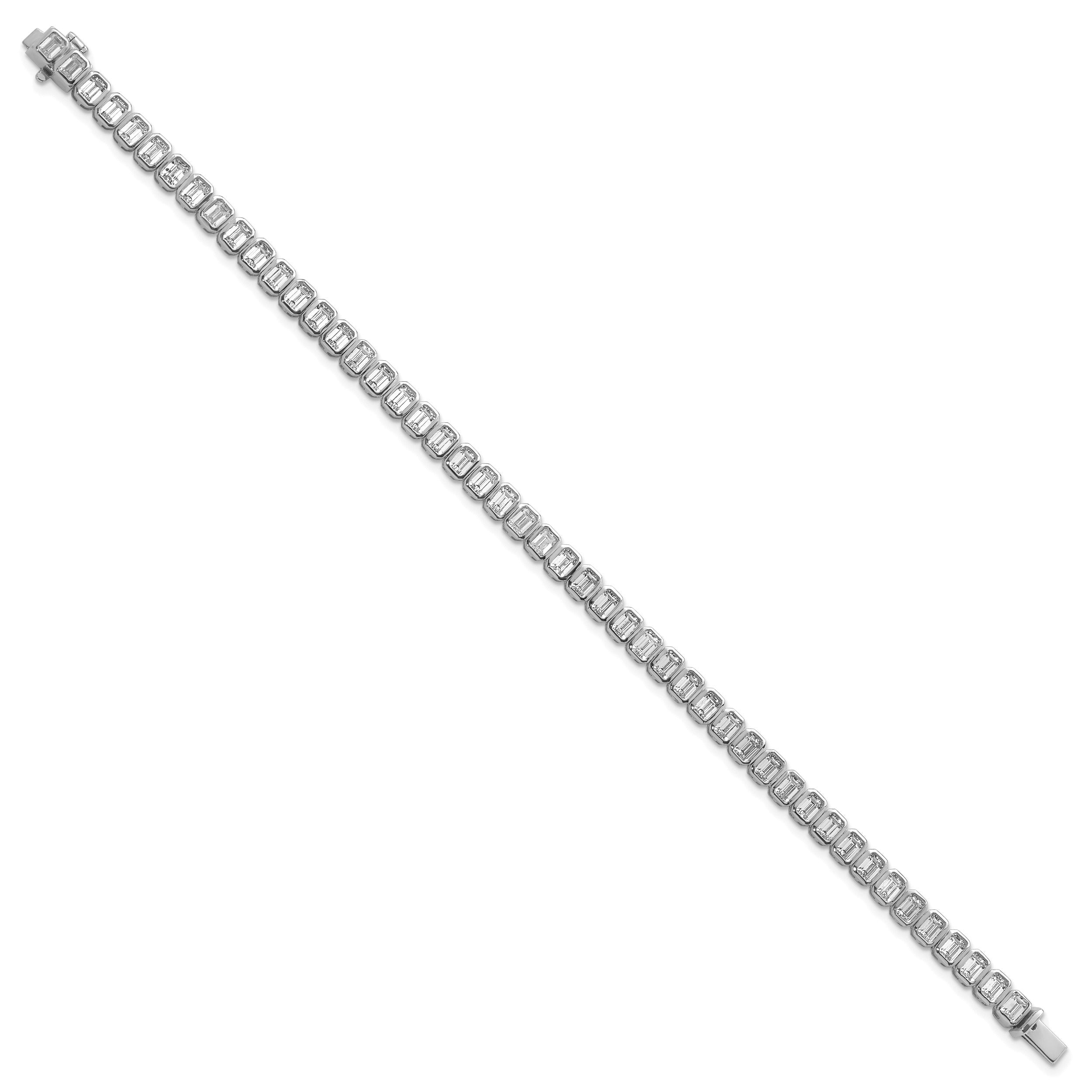 14K Gold Lab Diamond Emerald Tennis Bracelets 6 1/2 carat