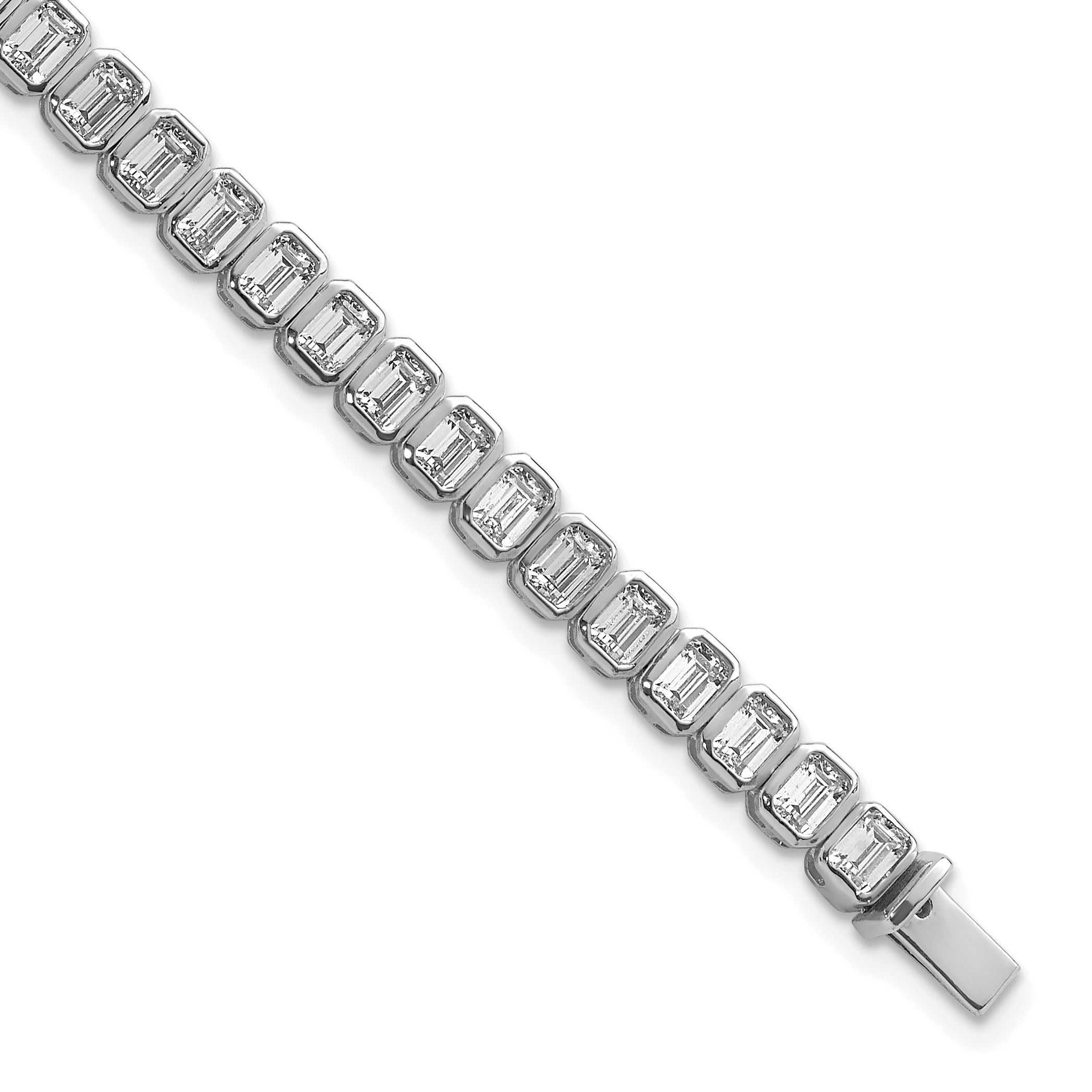 14K Gold Lab Diamond Emerald Tennis Bracelets 6 1/2 carat