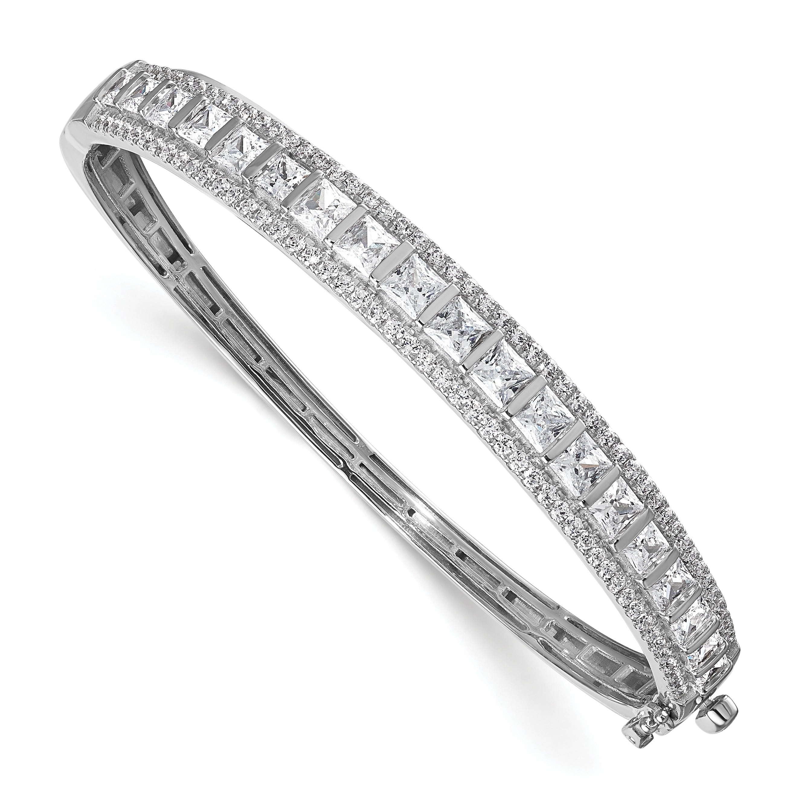 14k White Gold 5 carat Lab Grown Diamond Bangle Bracelet