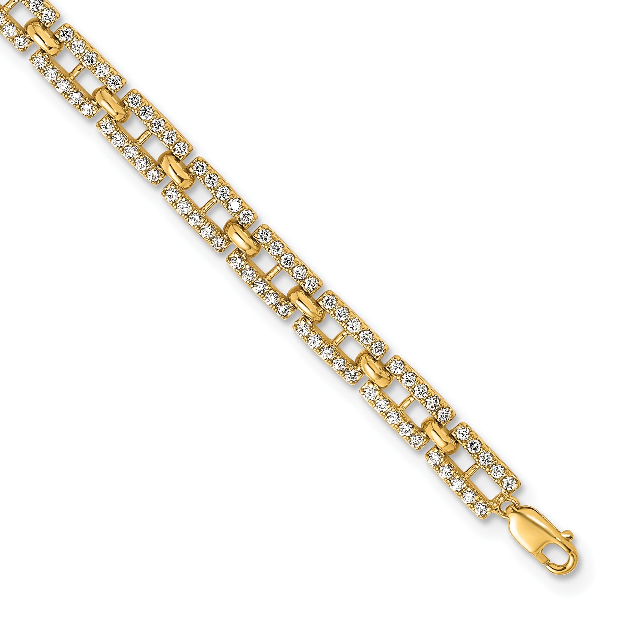 14K Gold Lab Grown Diamond Fancy Link Bracelets
