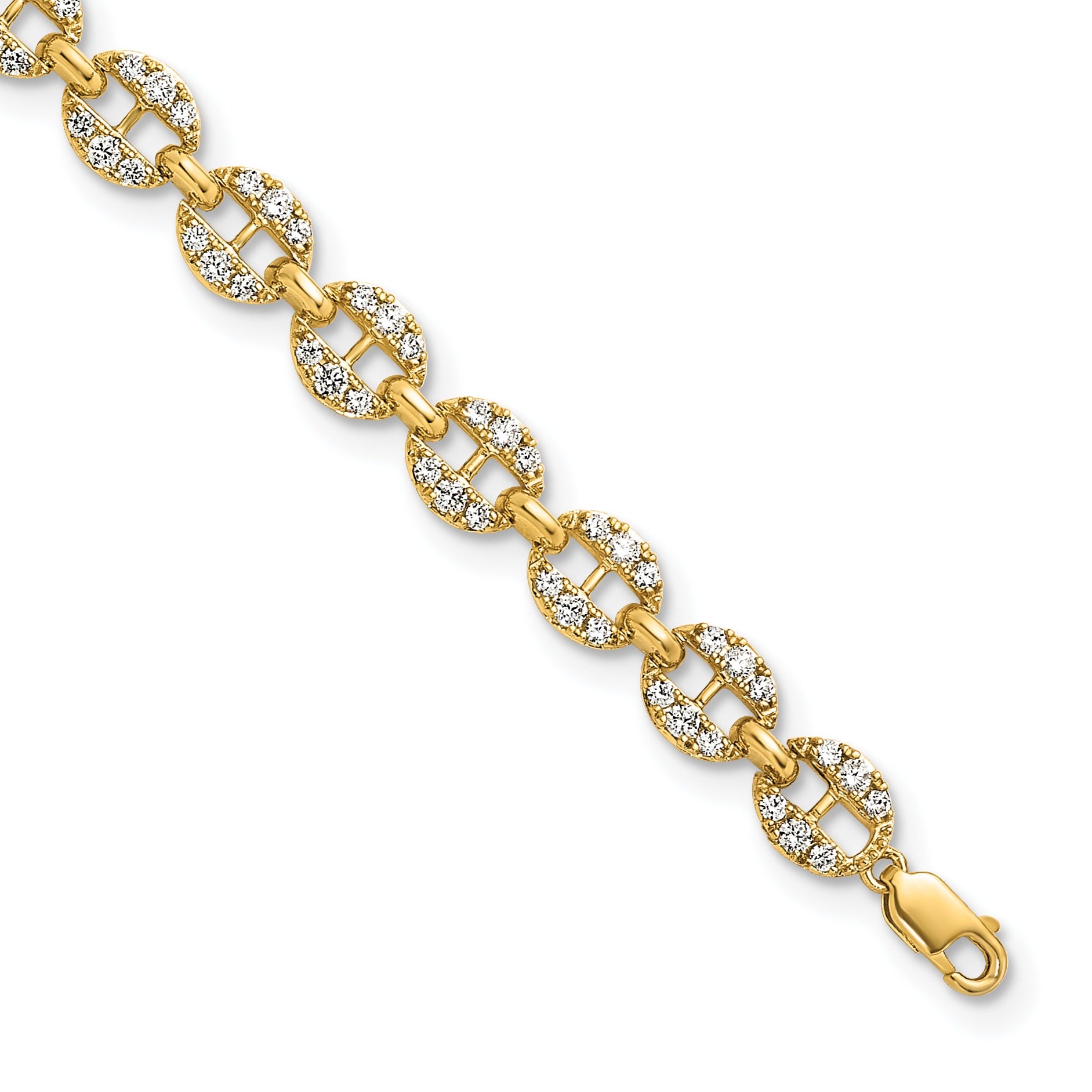 14K Gold Lab Grown Diamond Fancy Link Bracelets