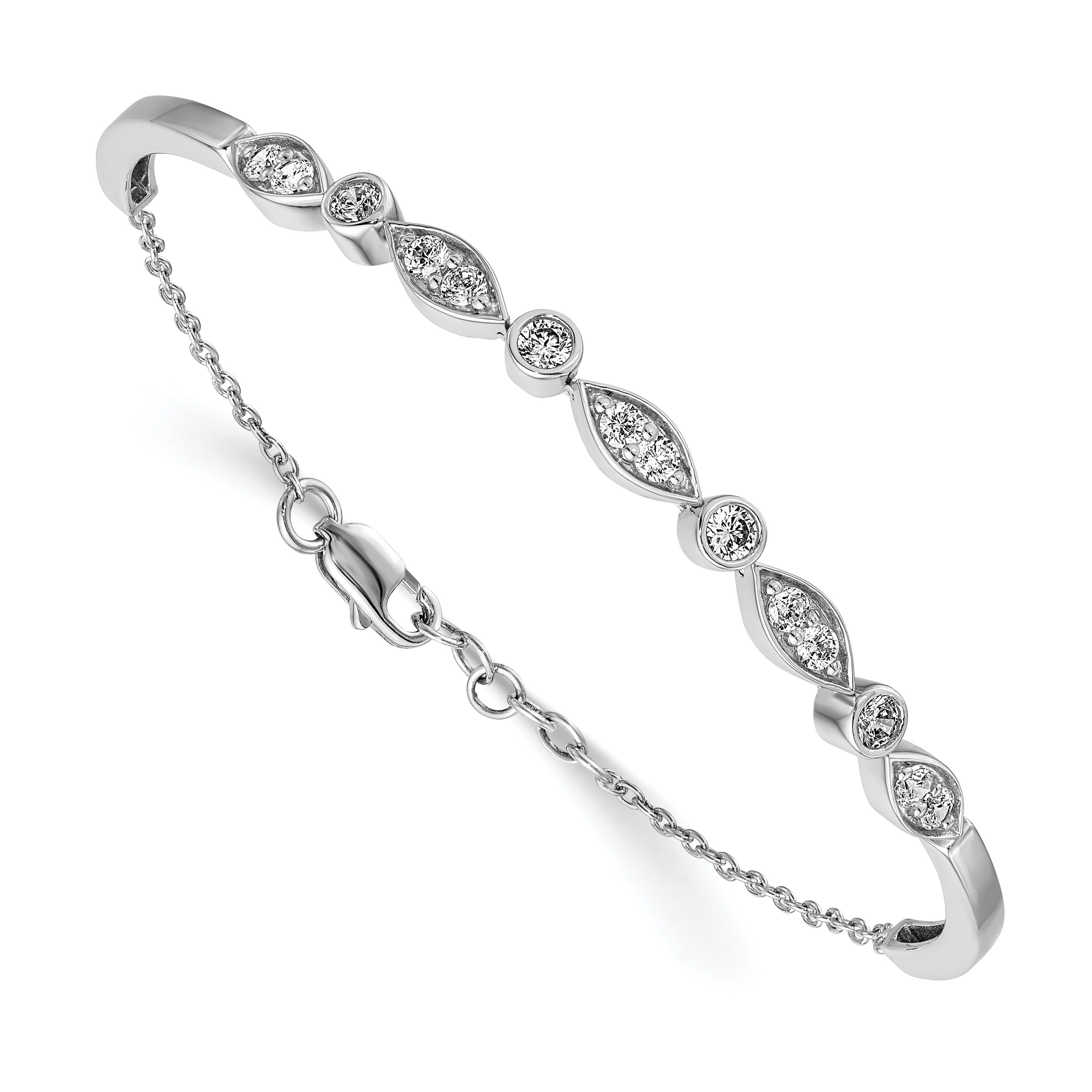 14k White Gold Lab Grown Diamond Bangle Bracelet