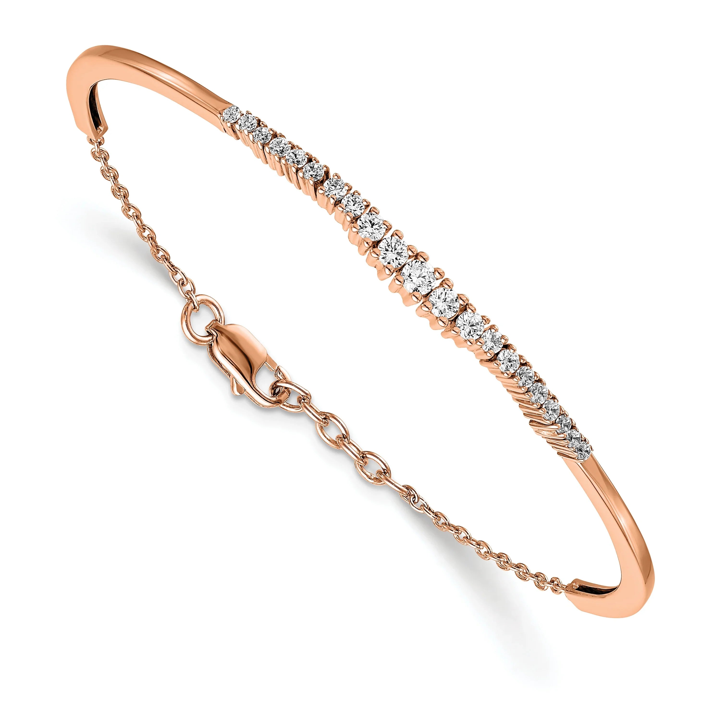 14k Gold Lab Grown Diamond Graduated Bangle Bracelet - Fine Diamond