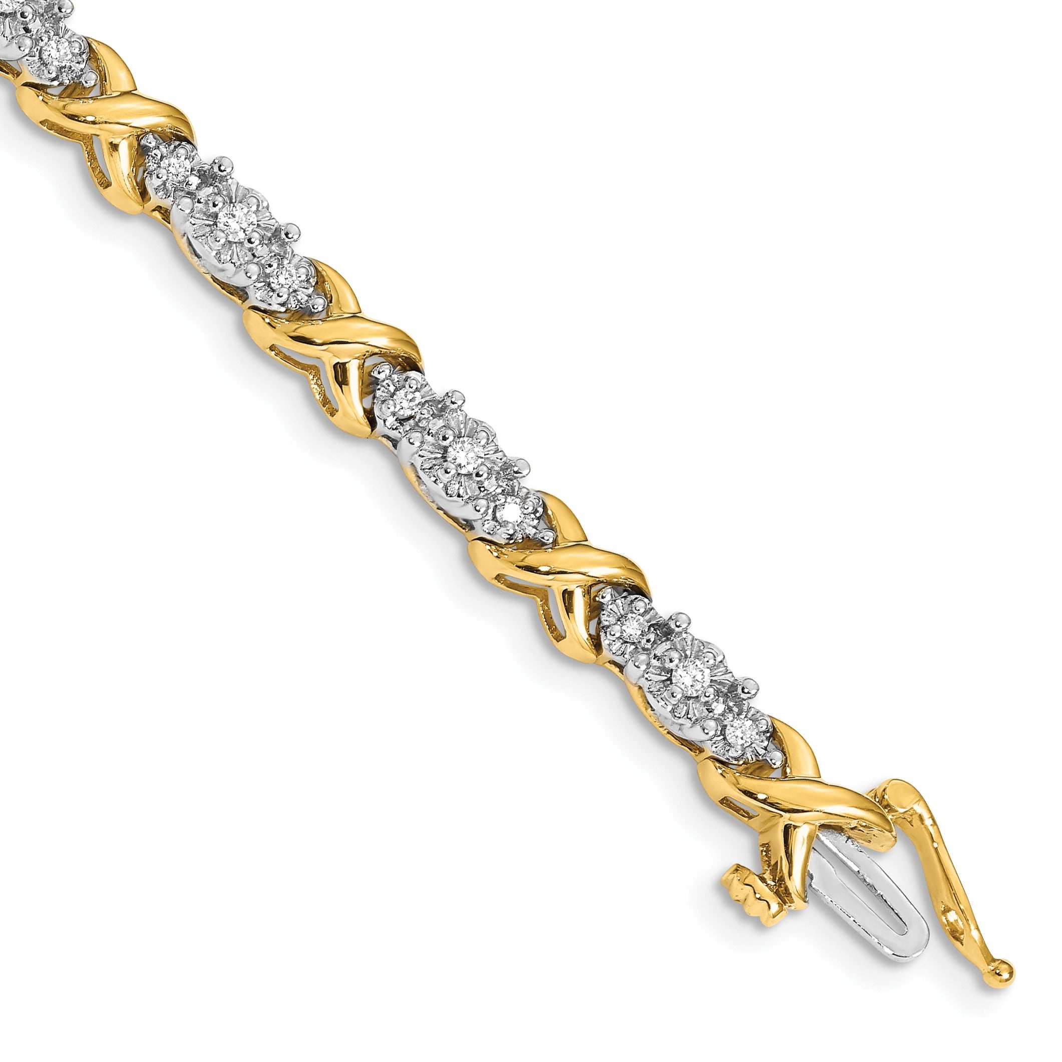 14k Two-Tone 1/2 carat Lab Grown Diamond X Fancy Bracelet