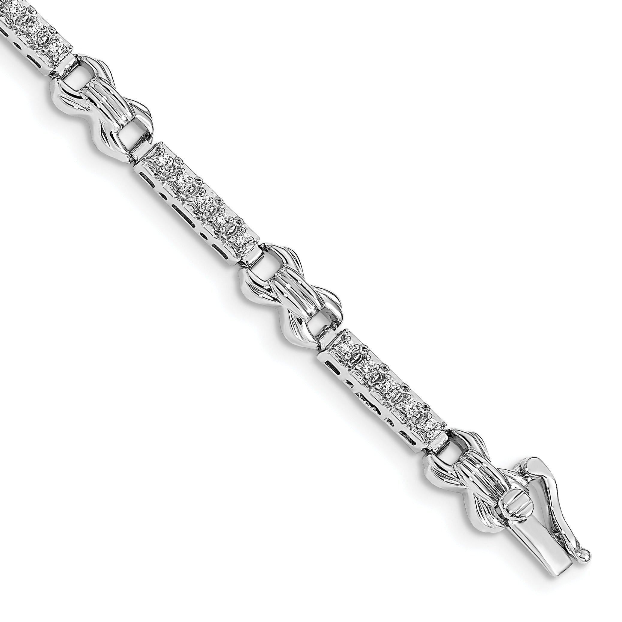14k White Gold Lab Grown Diamond 7 inch Fancy Bracelet