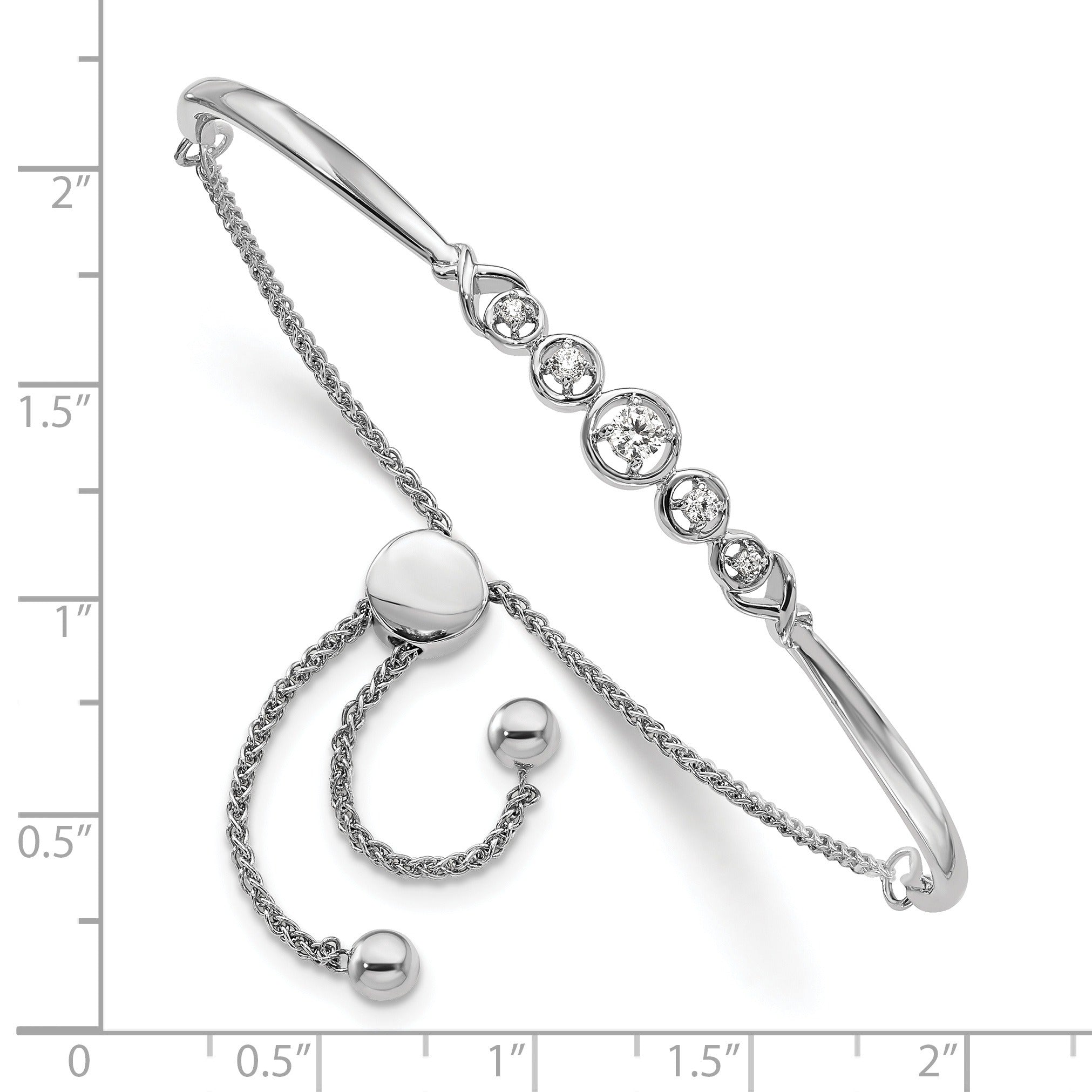 14k White Gold Lab Grown Diamond Bolo Adjustable Bracelet