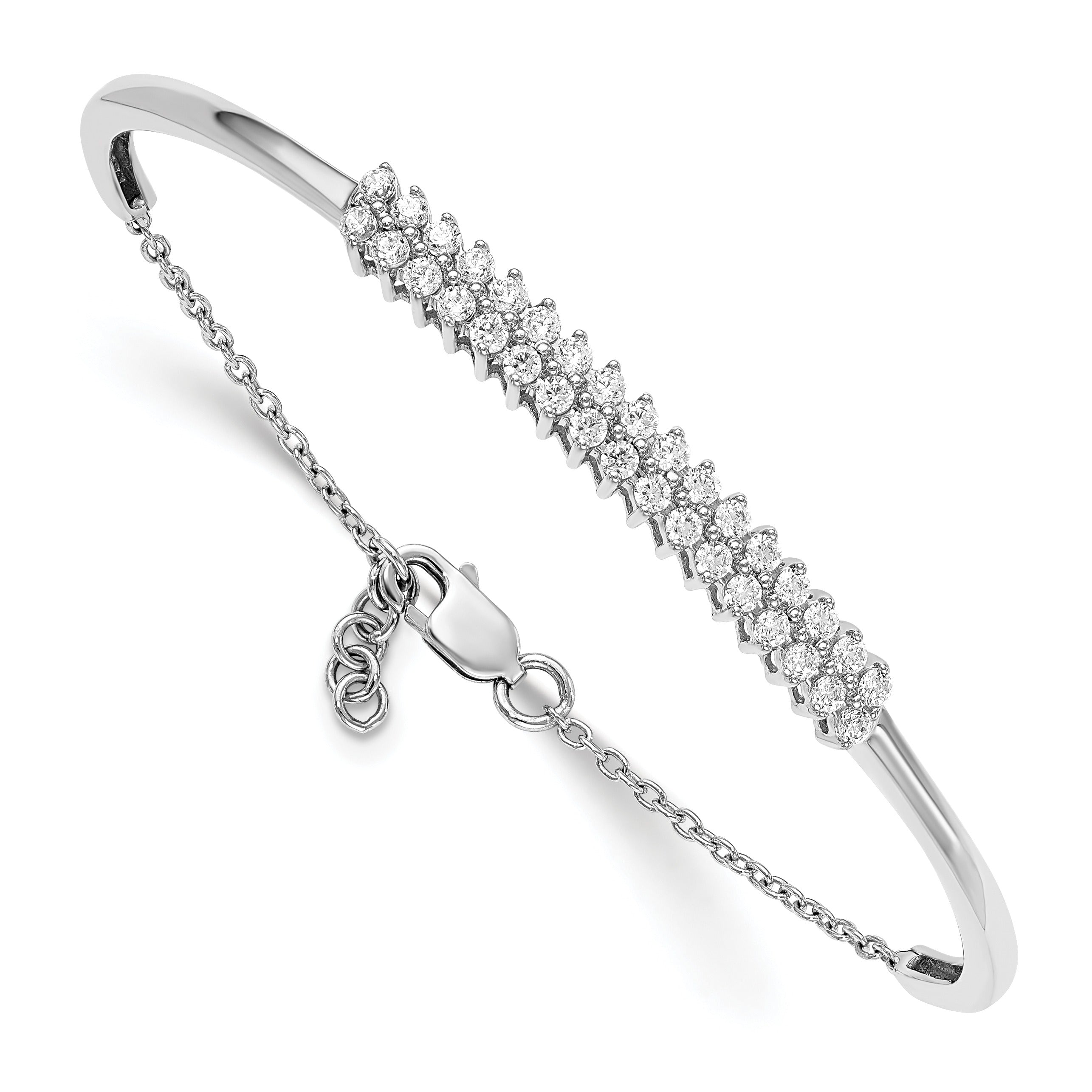 14k White Gold Lab Grown Diamond Bangle Bracelet