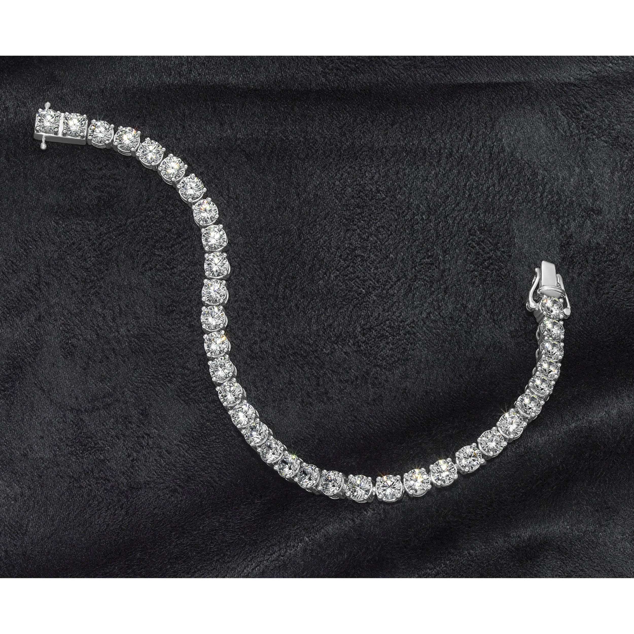 14k White Gold 11 ct Lab Grown Diamond Round Tennis Bracelet