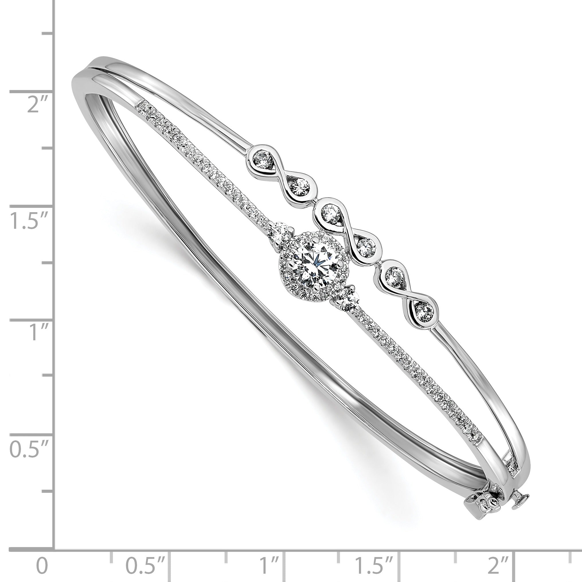 14k White Gold Lab Grown Diamond Double Strand Infinity Bangle Bracelet