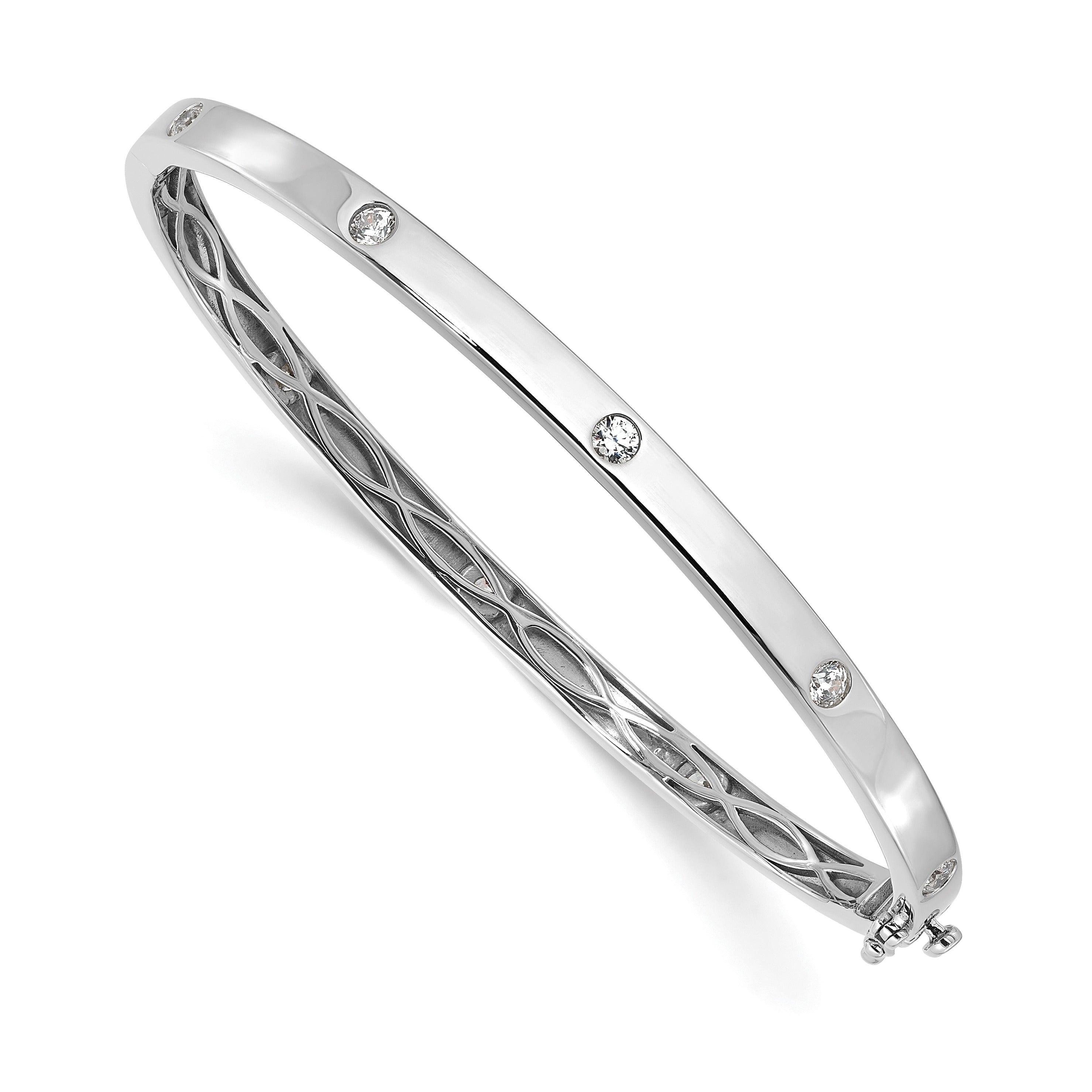 14k White Gold 3/4 Carat Lab Diamond Bangle Bracelet