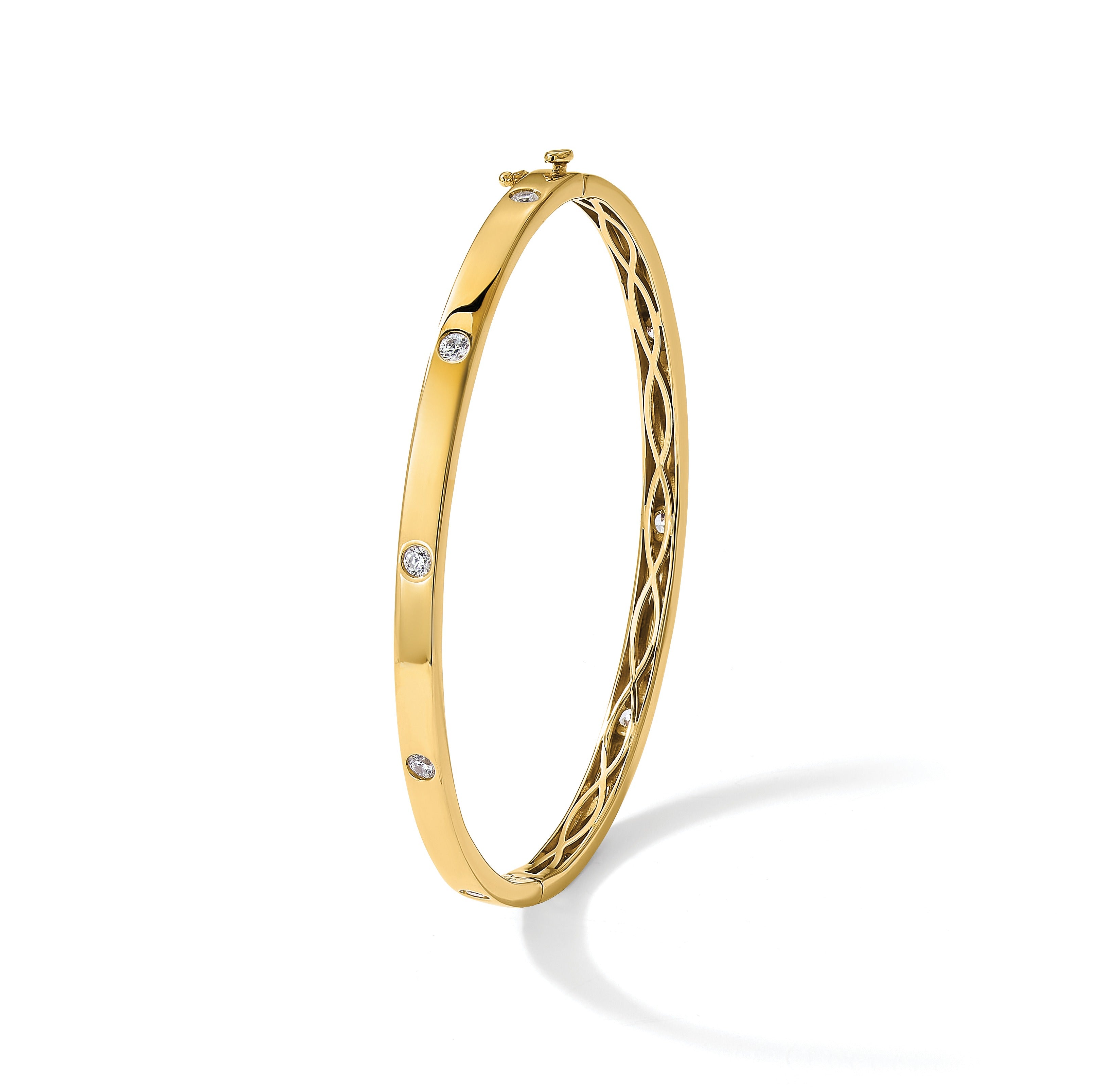 14k Yellow Gold Lab Grown Diamond Bangle Bracelet