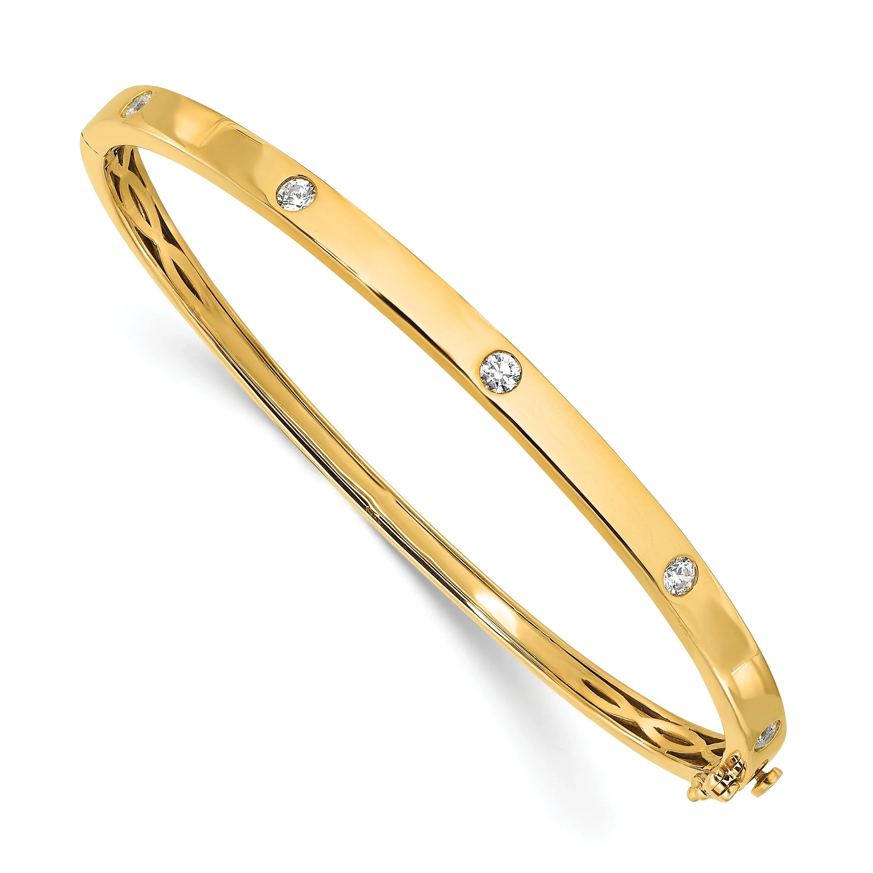 14K Gold Lab Grown Diamond Bangle Bracelet - Fine Diamond