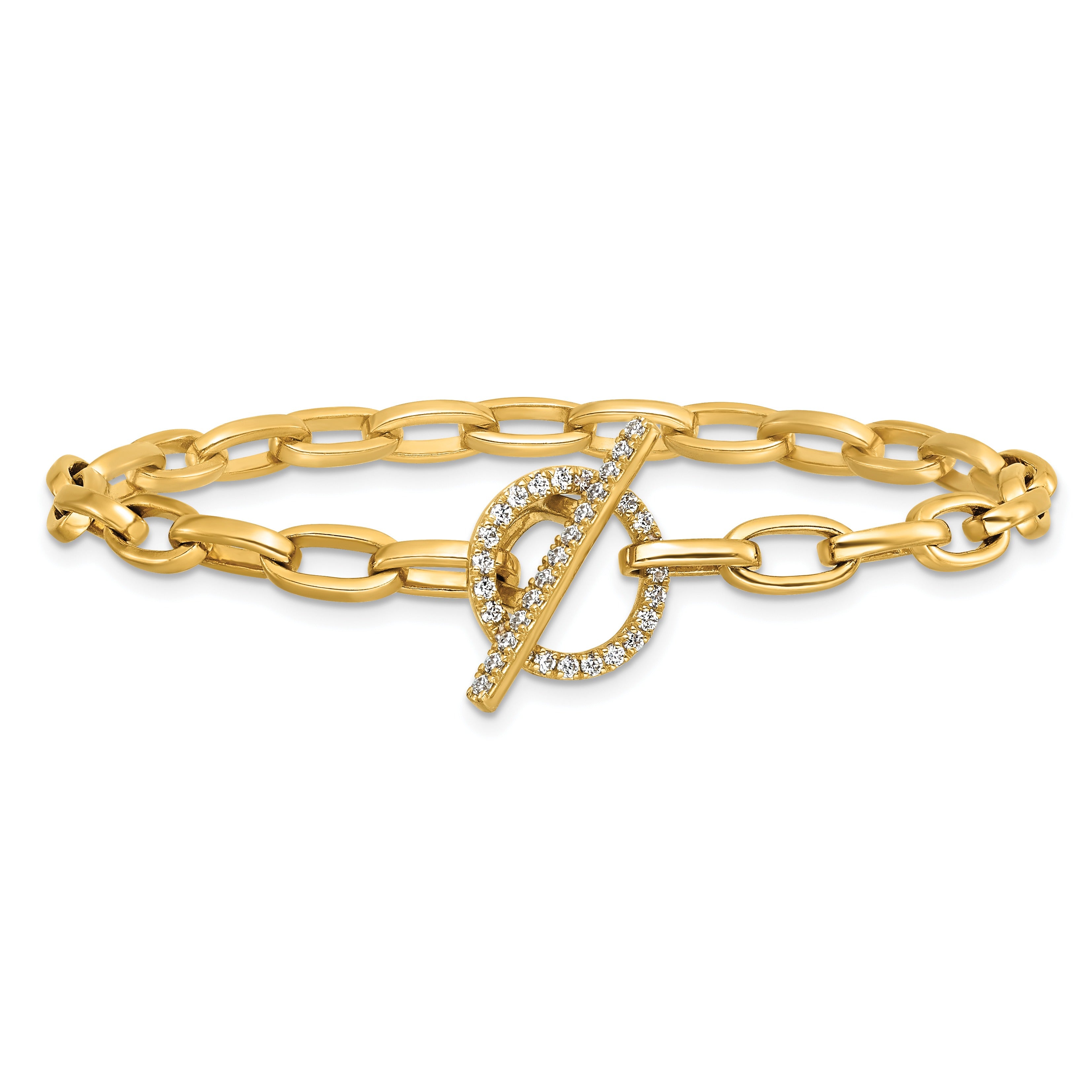 14K Gold Lab Grown Diamond Toggle Link Bracelet