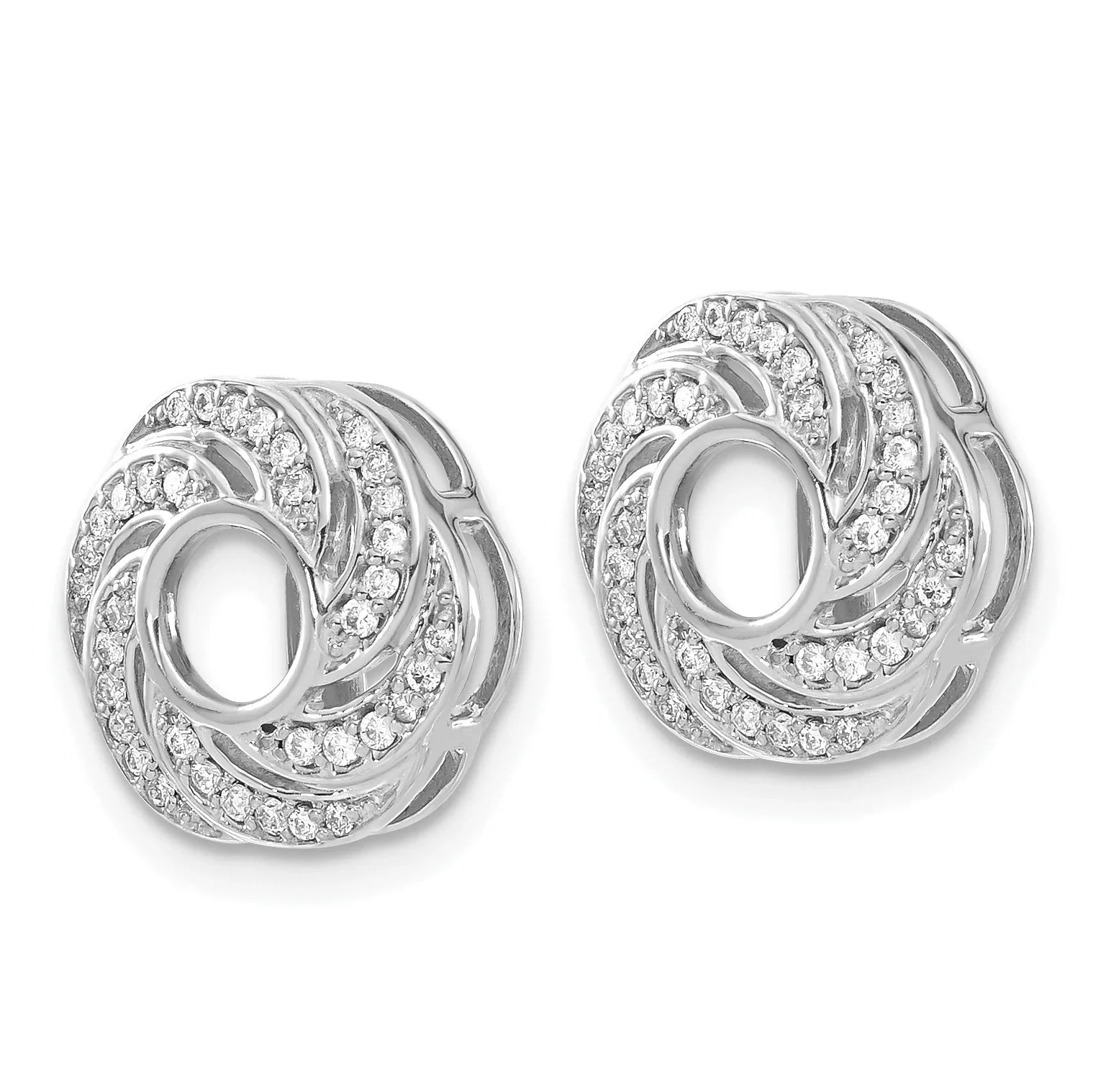 14k White Gold Lab Grown Diamond Swirl Earring Jacket - Fine Diamond