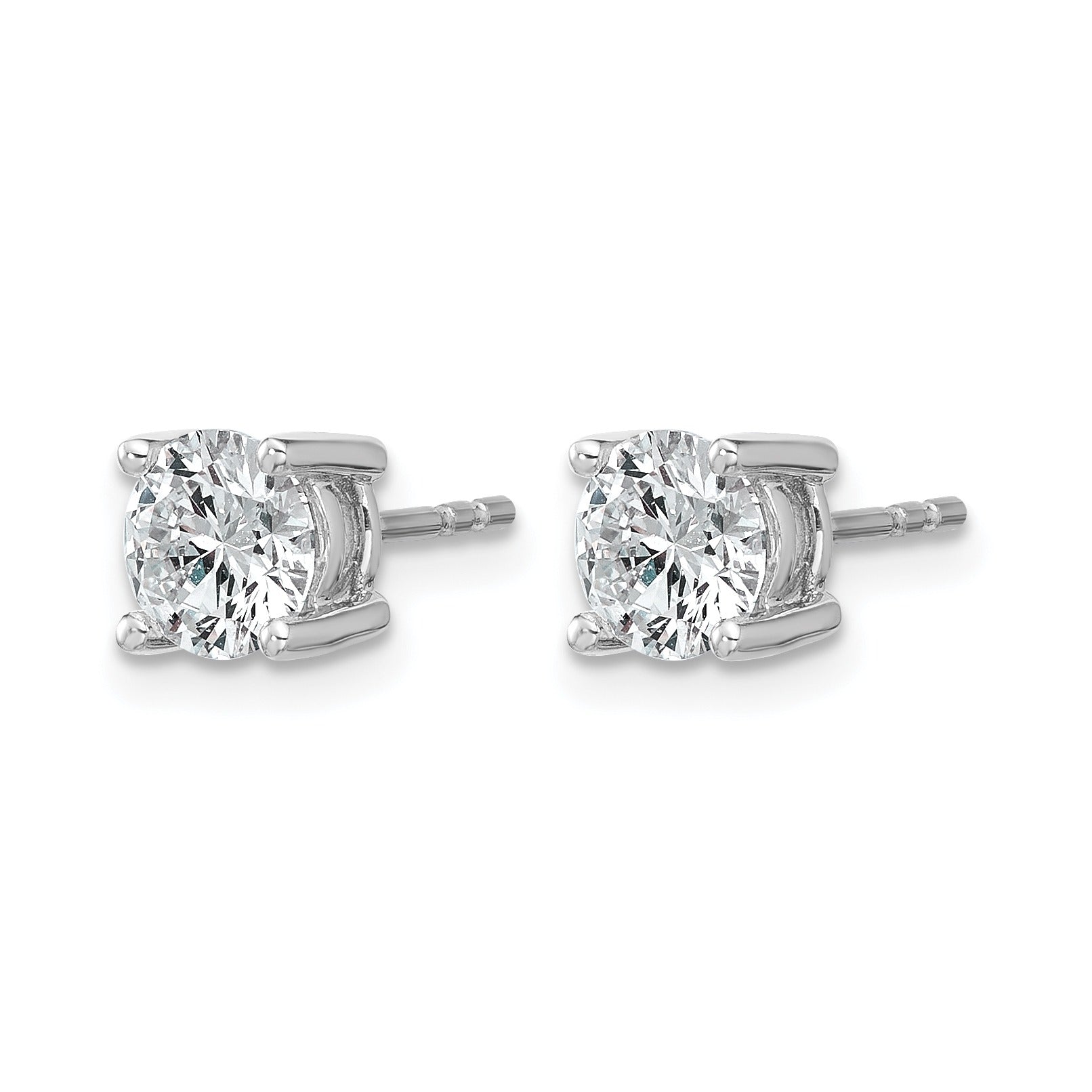 14K White Gold Round Shaped Lab Diamond Stud Earrings