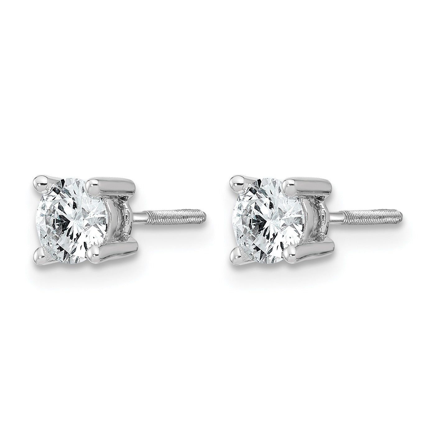 14K White Gold Lab Grown Round Shaped Diamond Stud Earrings