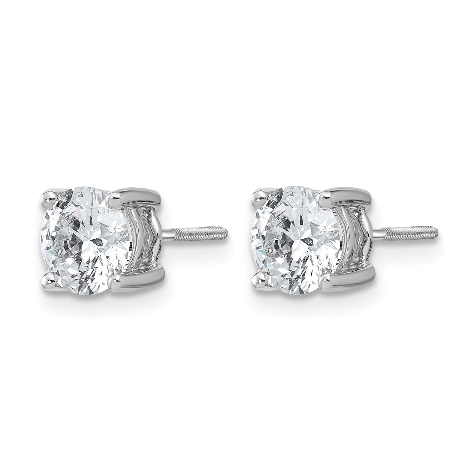 14K White Gold Round Shaped Lab Diamond Stud Earrings