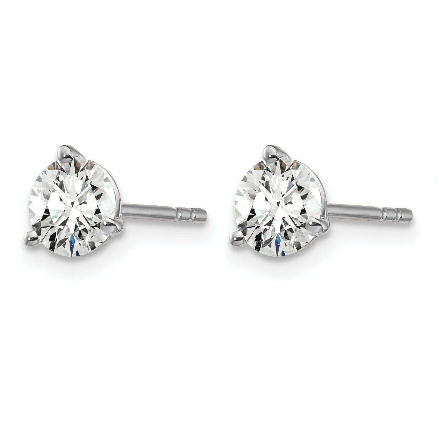 14K White Gold Round Shape Lab Grown Diamond Stud Earrings