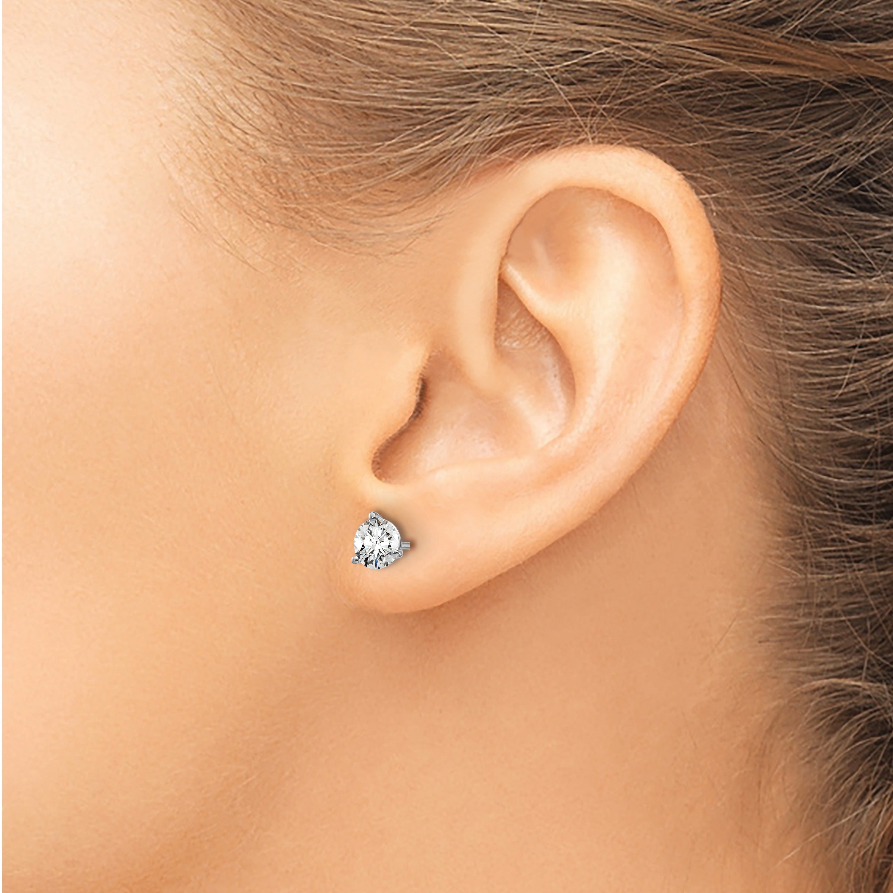 14K White Gold Round Shaped Lab Grown Diamond Stud Earrings