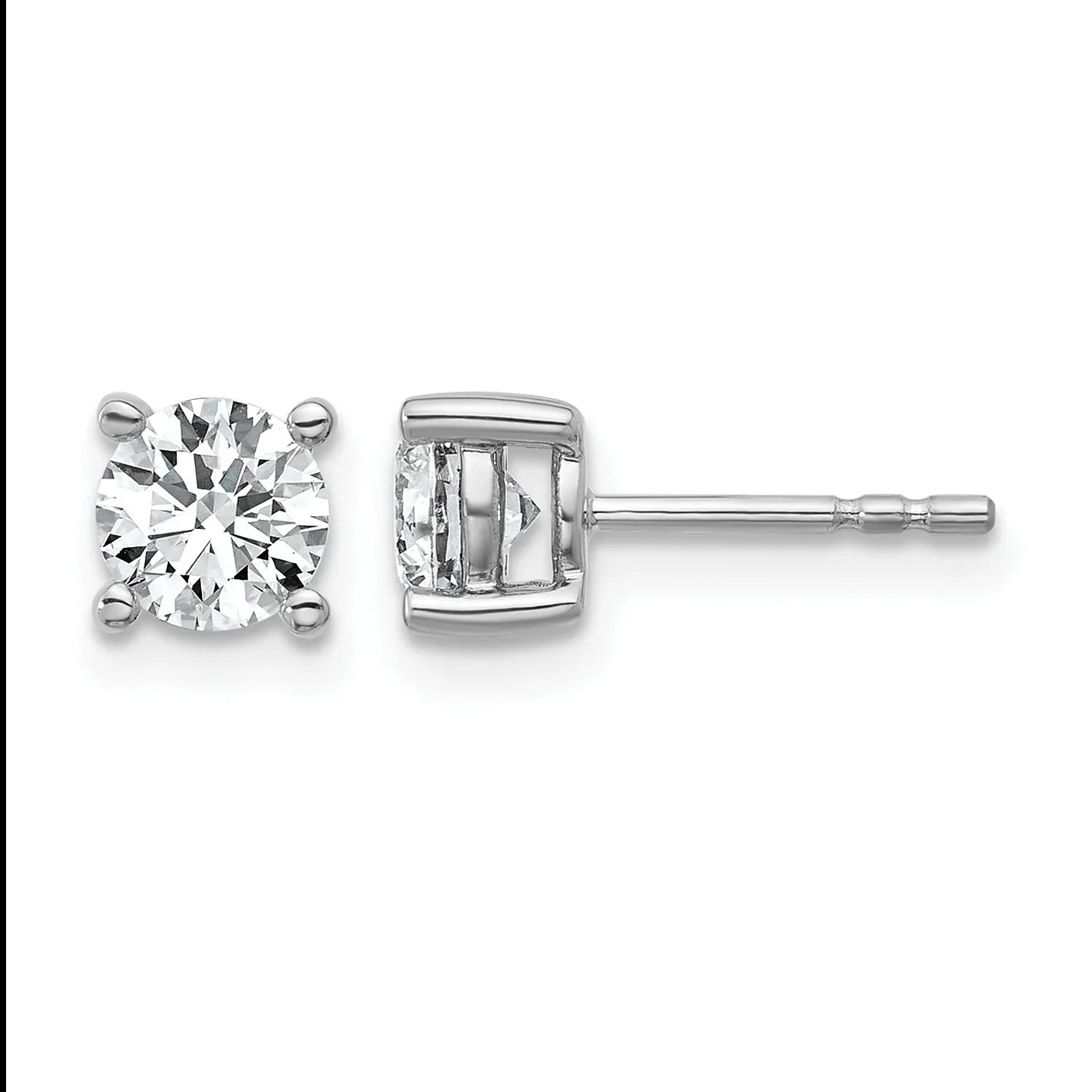 14K Gold Lab Grown Diamond 4 Prong Post and Push Back Stud Earrings - Fine Diamond