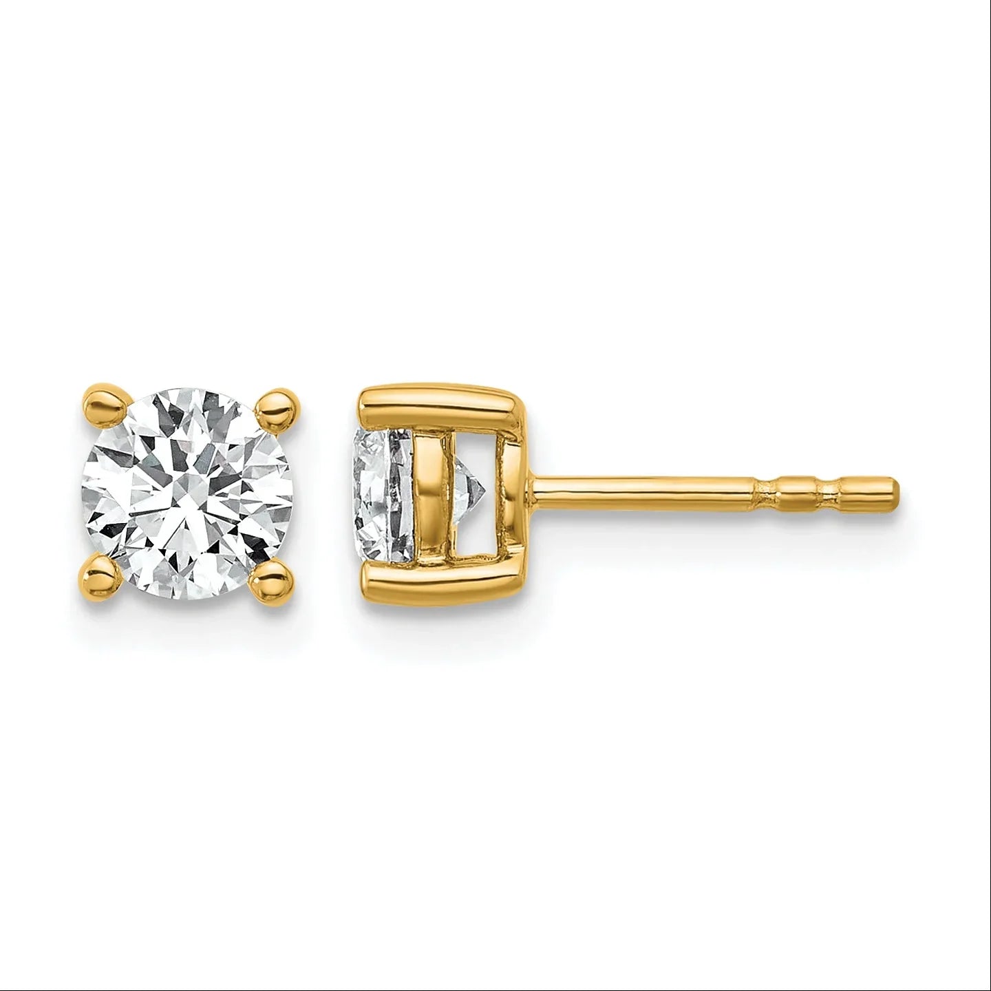 14K Gold Lab Grown Diamond 4 Prong Post and Push Back Stud Earrings - Fine Diamond