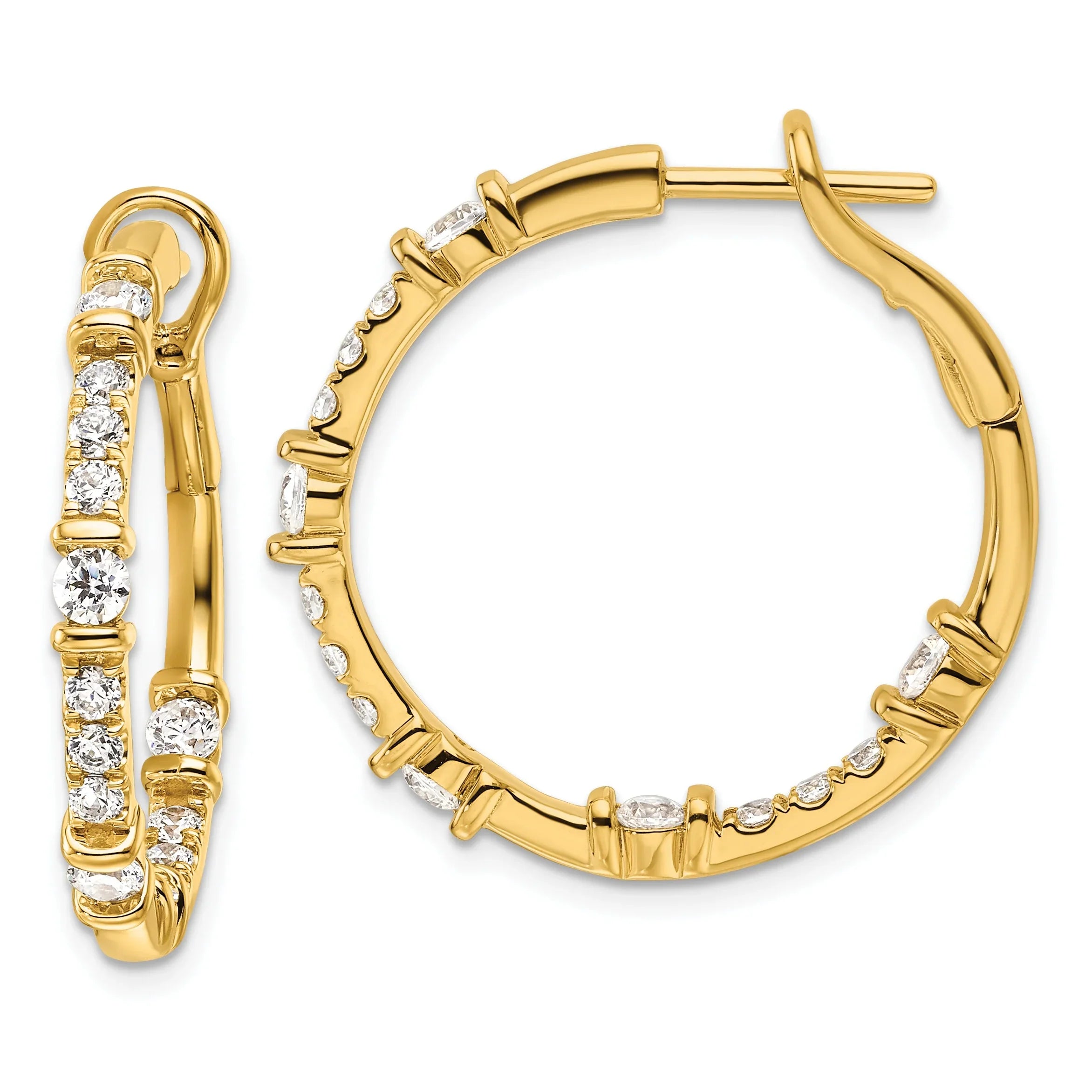 14k Gold Lab Grown Diamond Complete In and Out Hoop Earrings - Fine Diamond