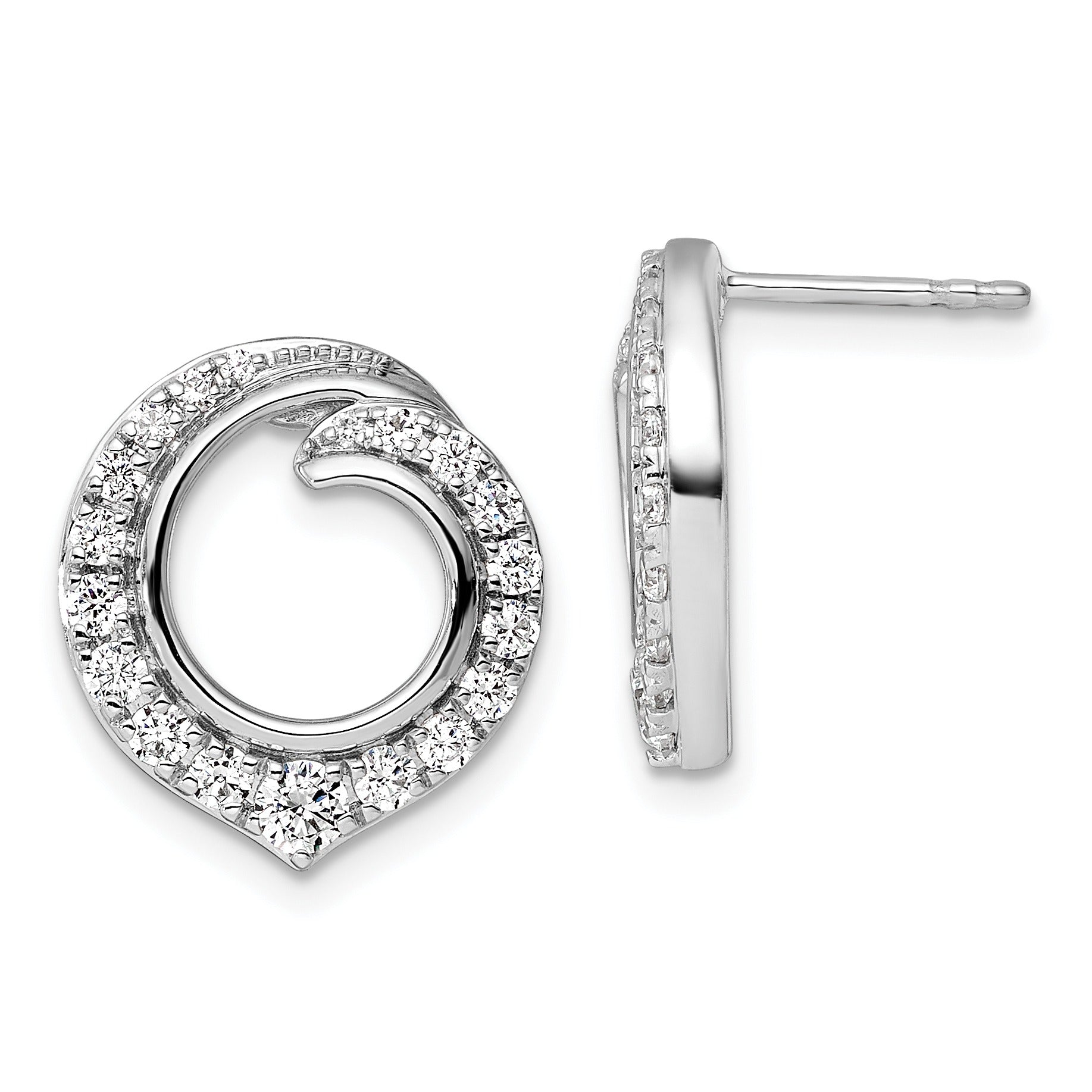 14k White Gold Lab Grown Diamond Circle Post Studs 1 Ct