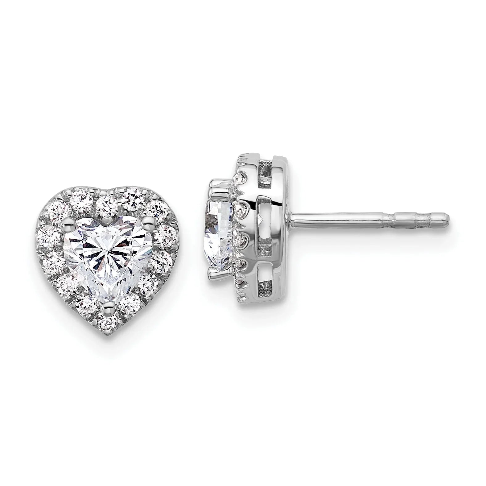 14k Gold Lab Grown Diamond Semi Mount Heart Post Studs Earrings - Fine Diamond