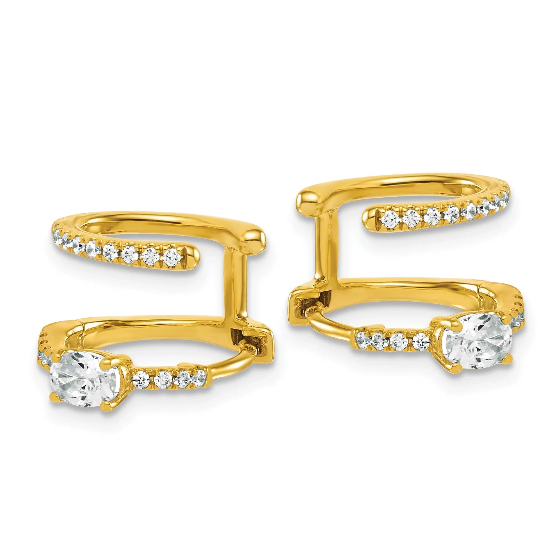 Lab Grown Diamond Hinged Hoop 14K Yellow Gold Earrings - Fine Diamond