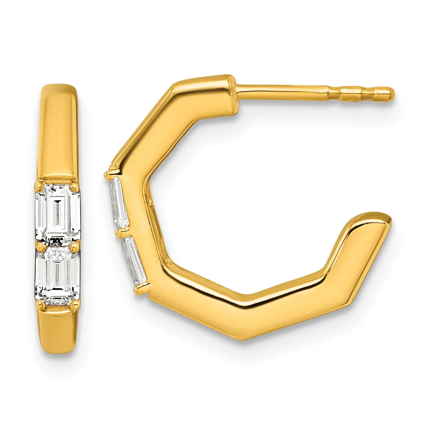 14K Yellow Gold 1/2 carat Lab Grown Diamond C-Hoop Earrings - Fine Diamond