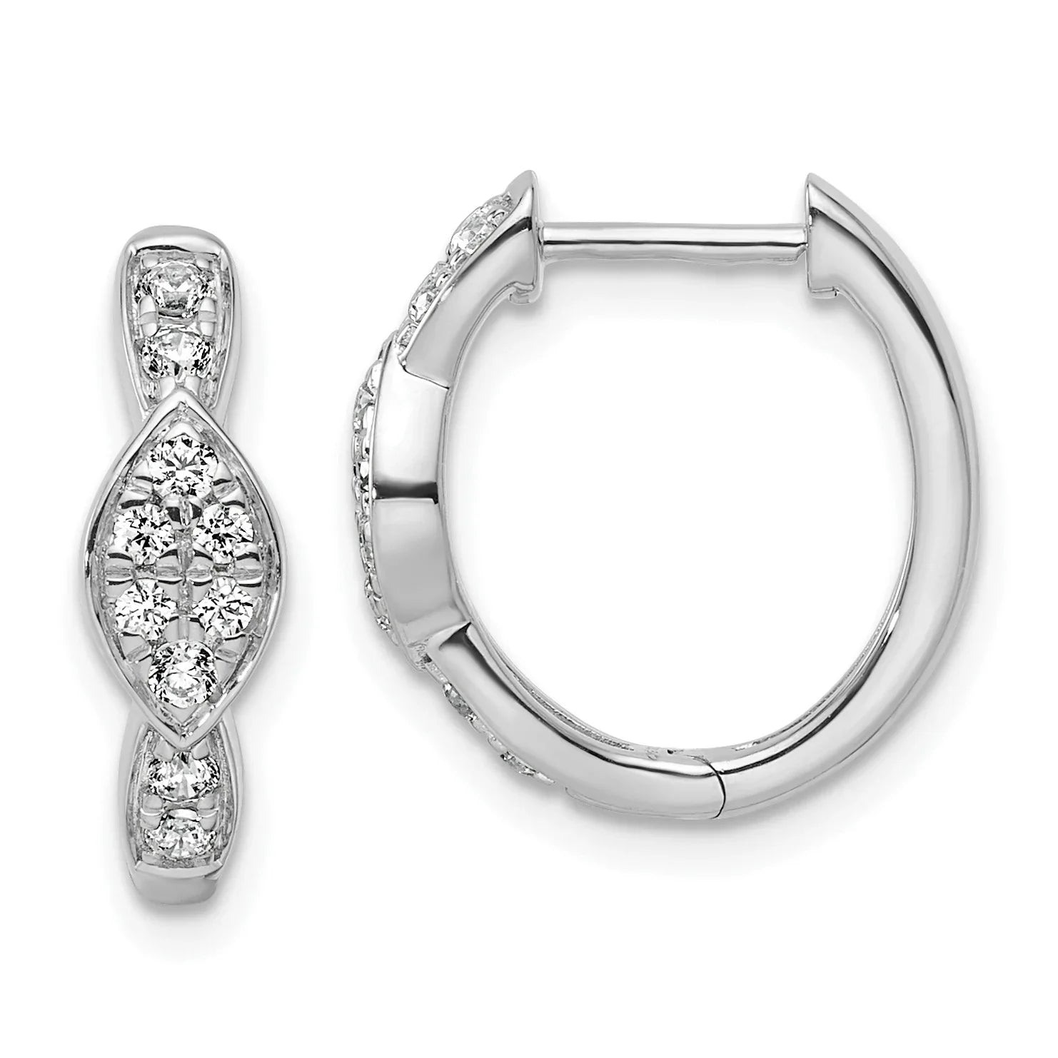 Lab Grown Diamond Huggie Hoop Earrings 14K White Gold - Fine Diamond