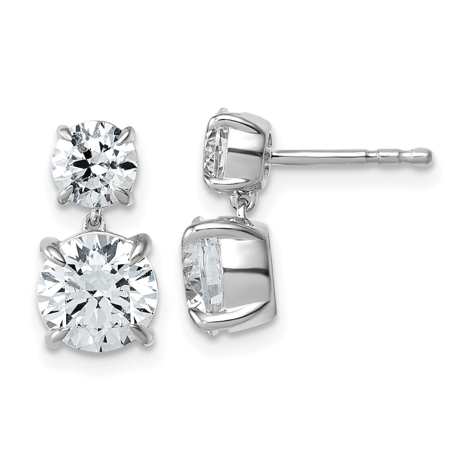 14K White Gold Lab Diamond Dangle Earrings