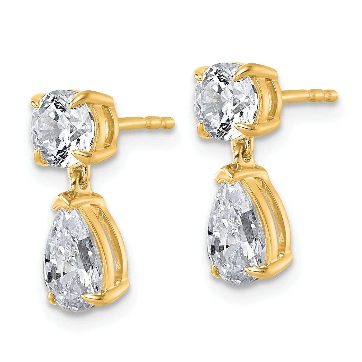 14K Yellow Gold Lab Diamond Post Dangle Earrings - Fine Diamond