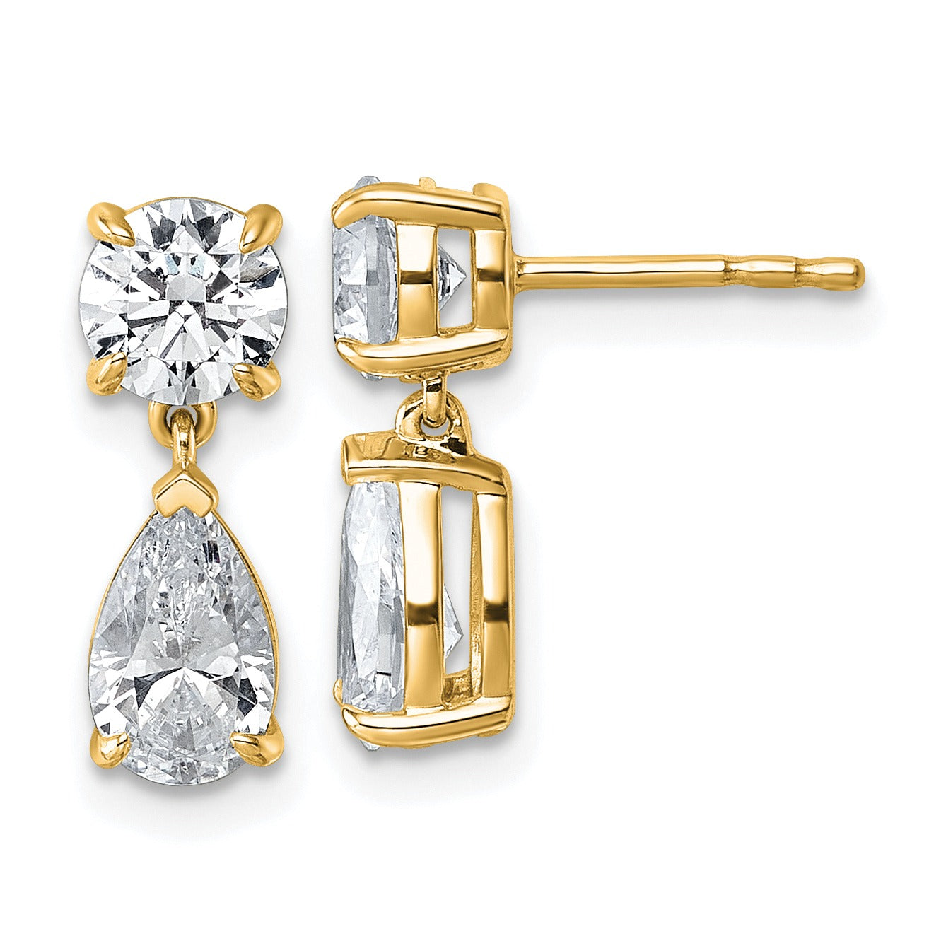 14K Yellow Gold Lab Diamond Post Dangle Earrings
